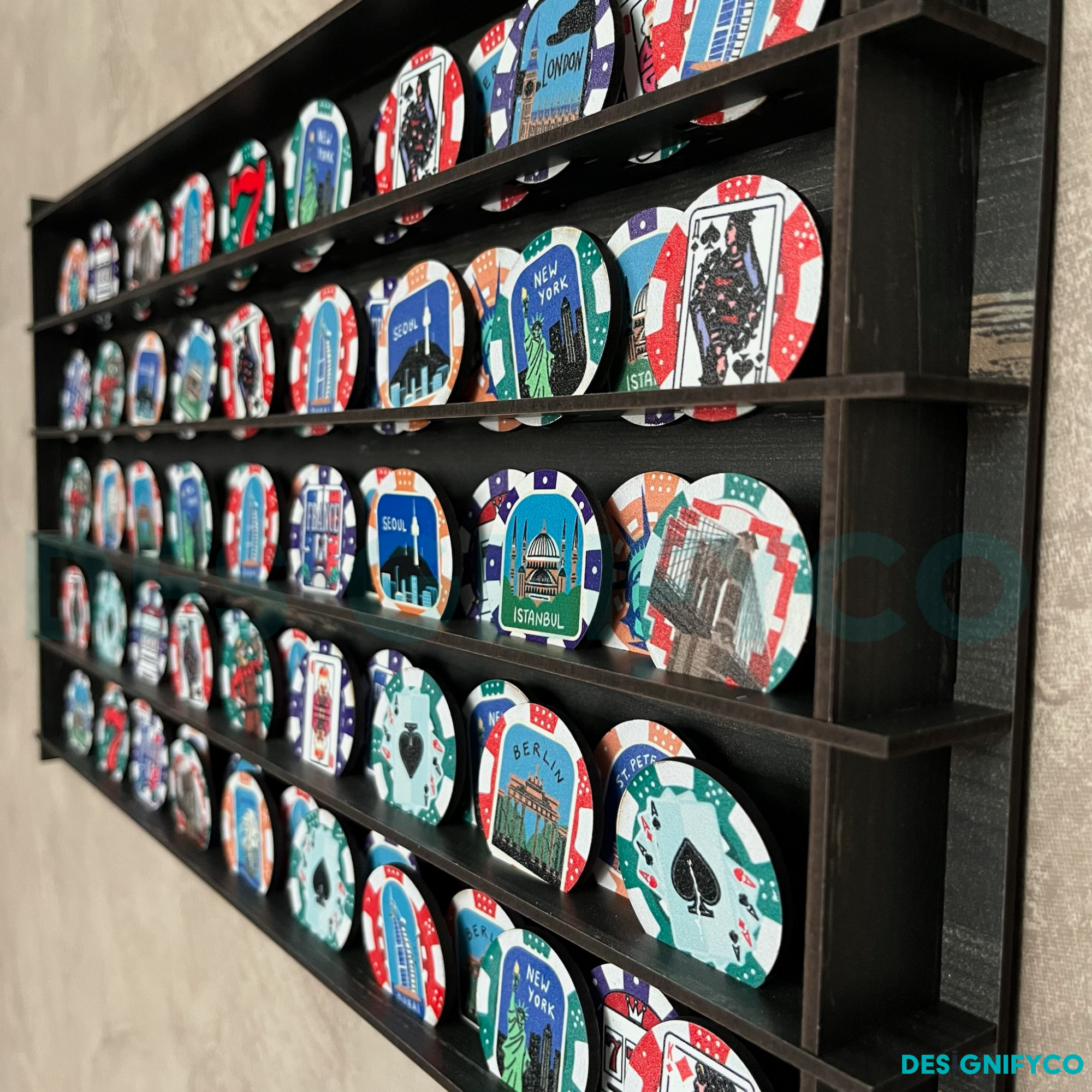 OLD BLACK Casino Chips 85 Display Case