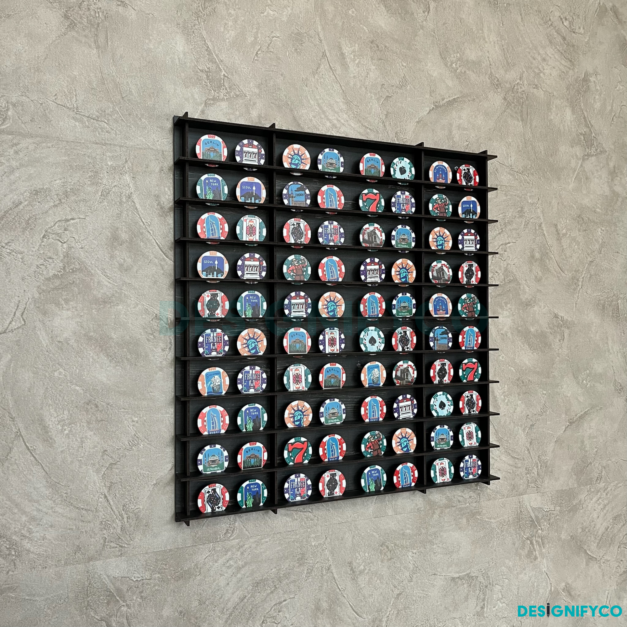 OLD BLACK Casino Chips 80 Display Case