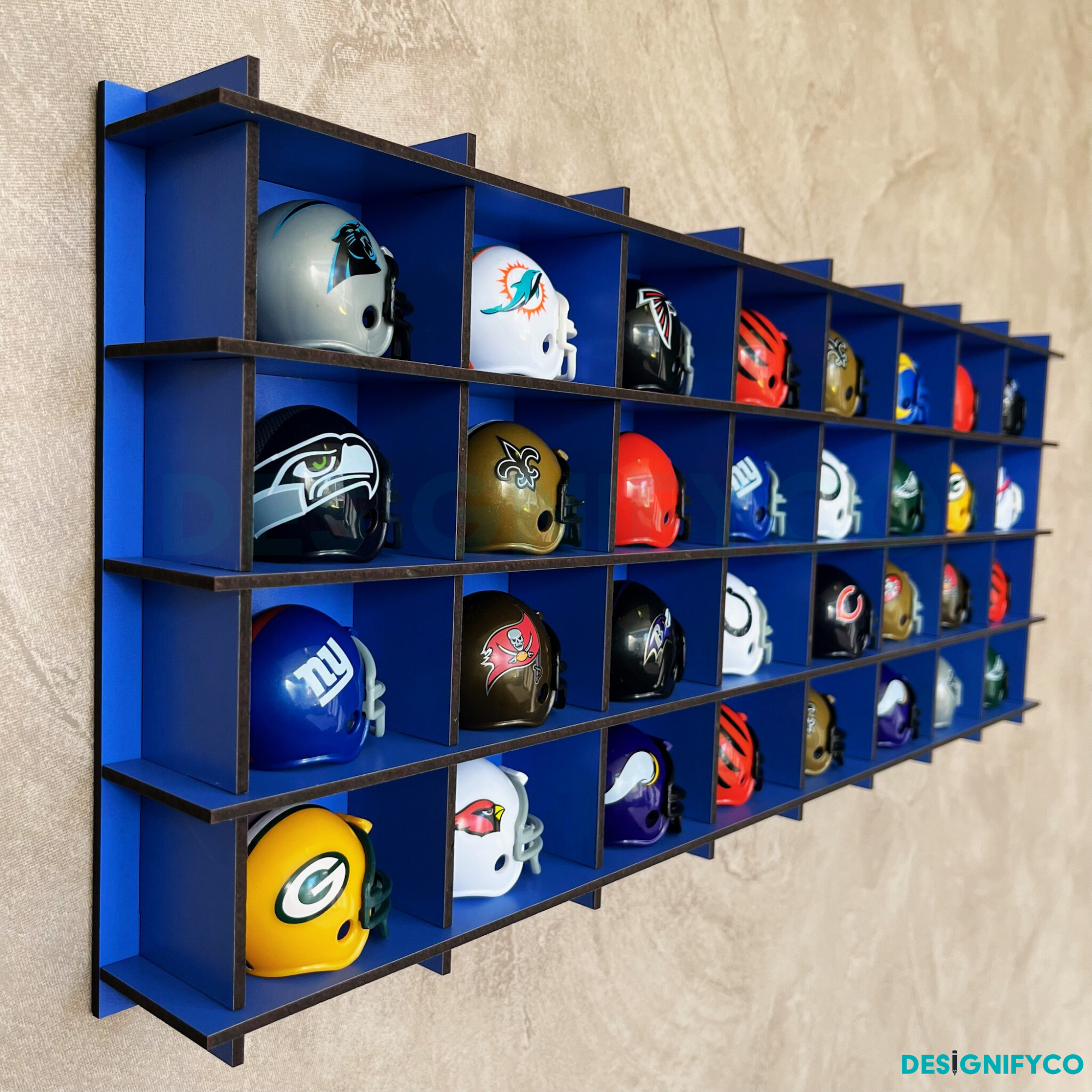 BLUE NHL Mini Helmet 32 Display Case