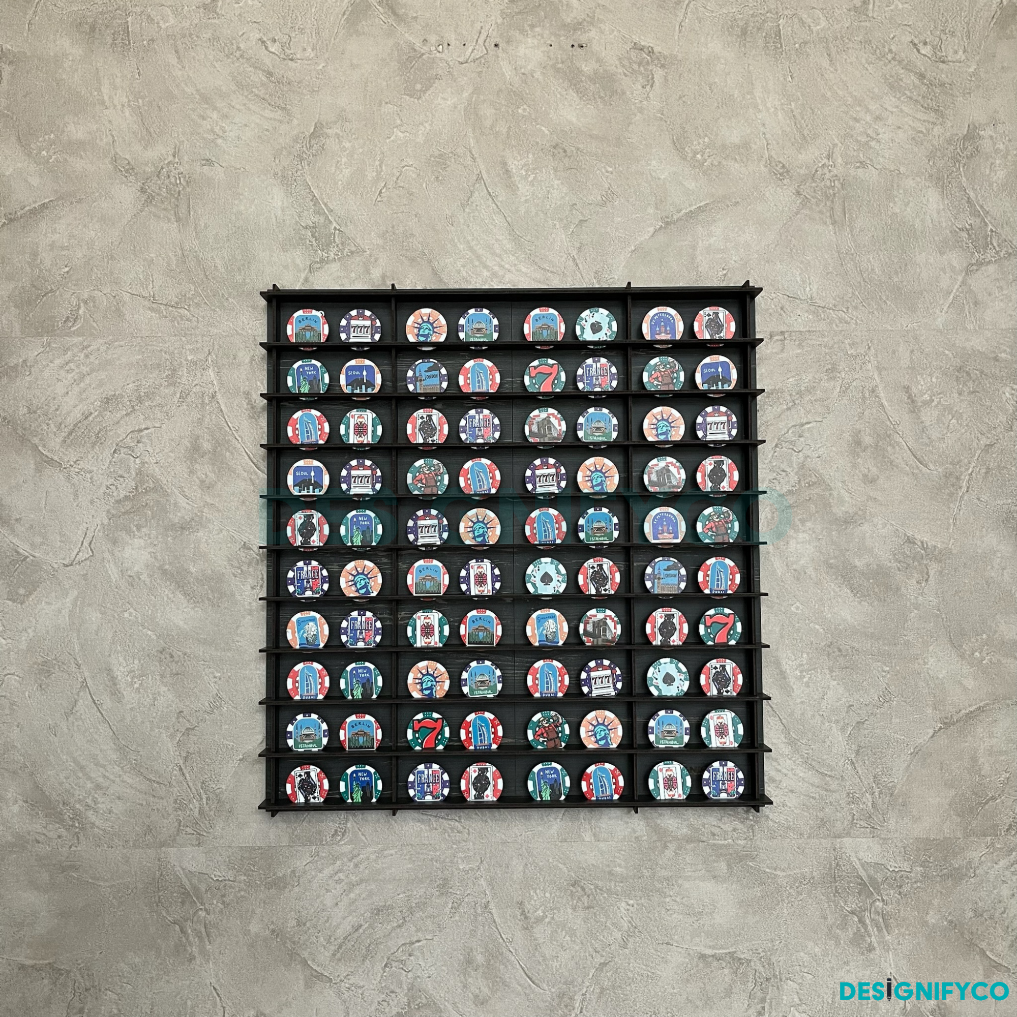 OLD BLACK Casino Chips 80 Display Case