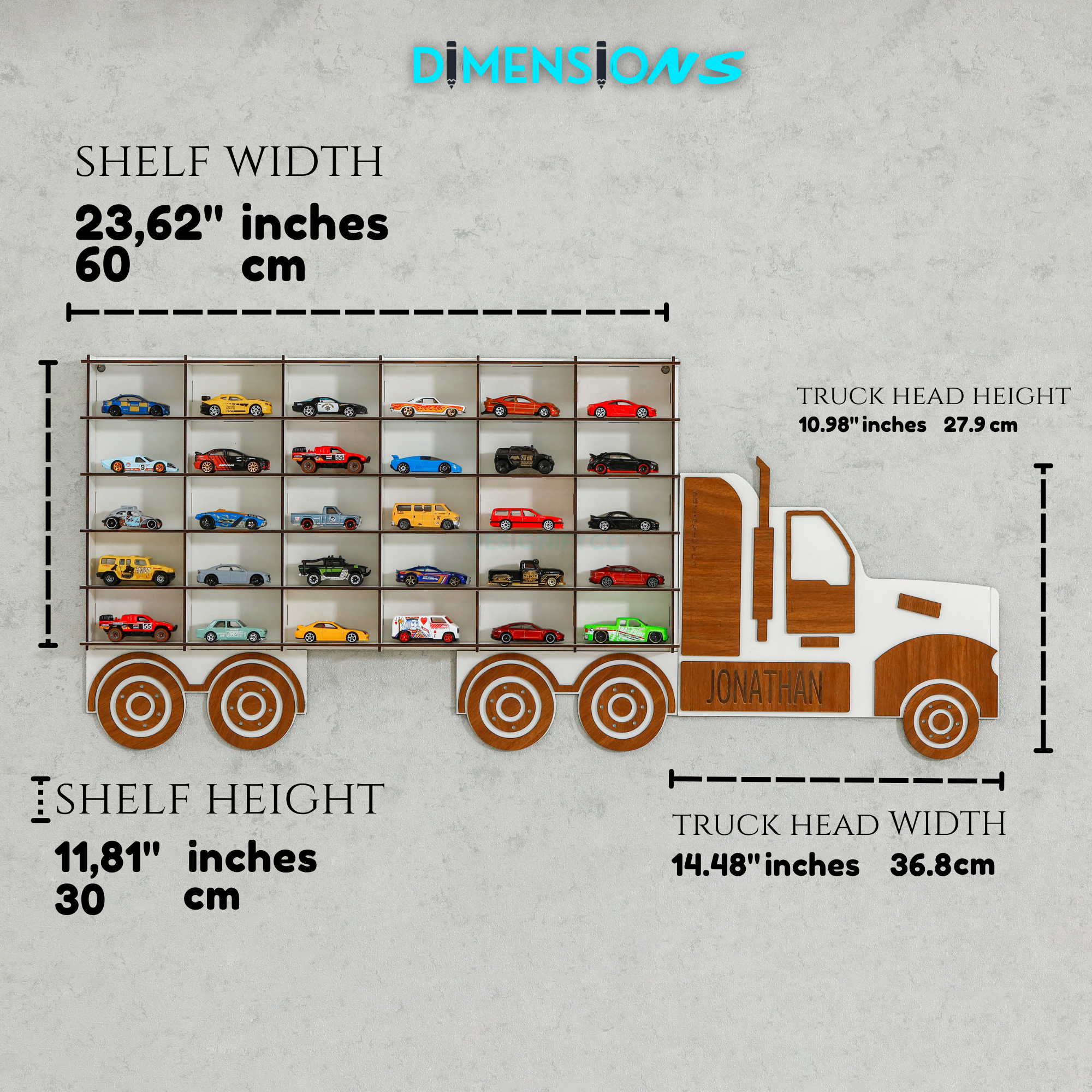 Walnut Truck Toy Car Displays