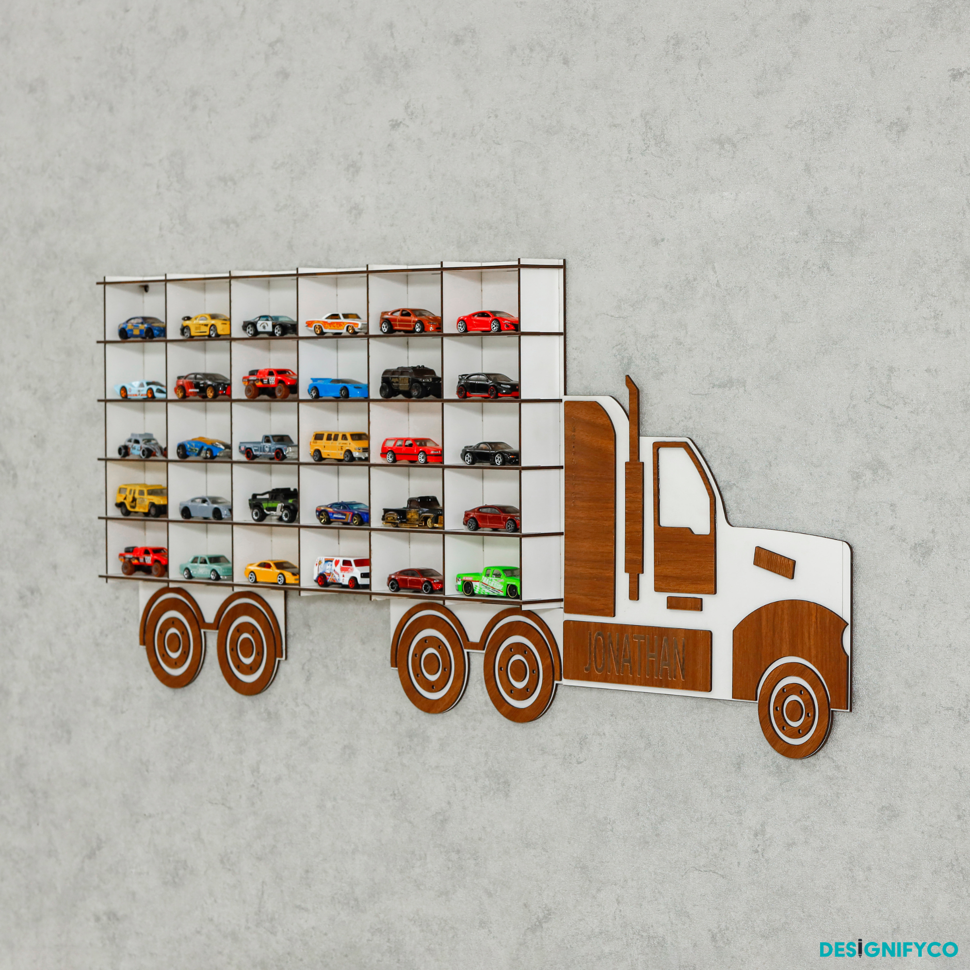 Walnut Truck Toy Car Displays