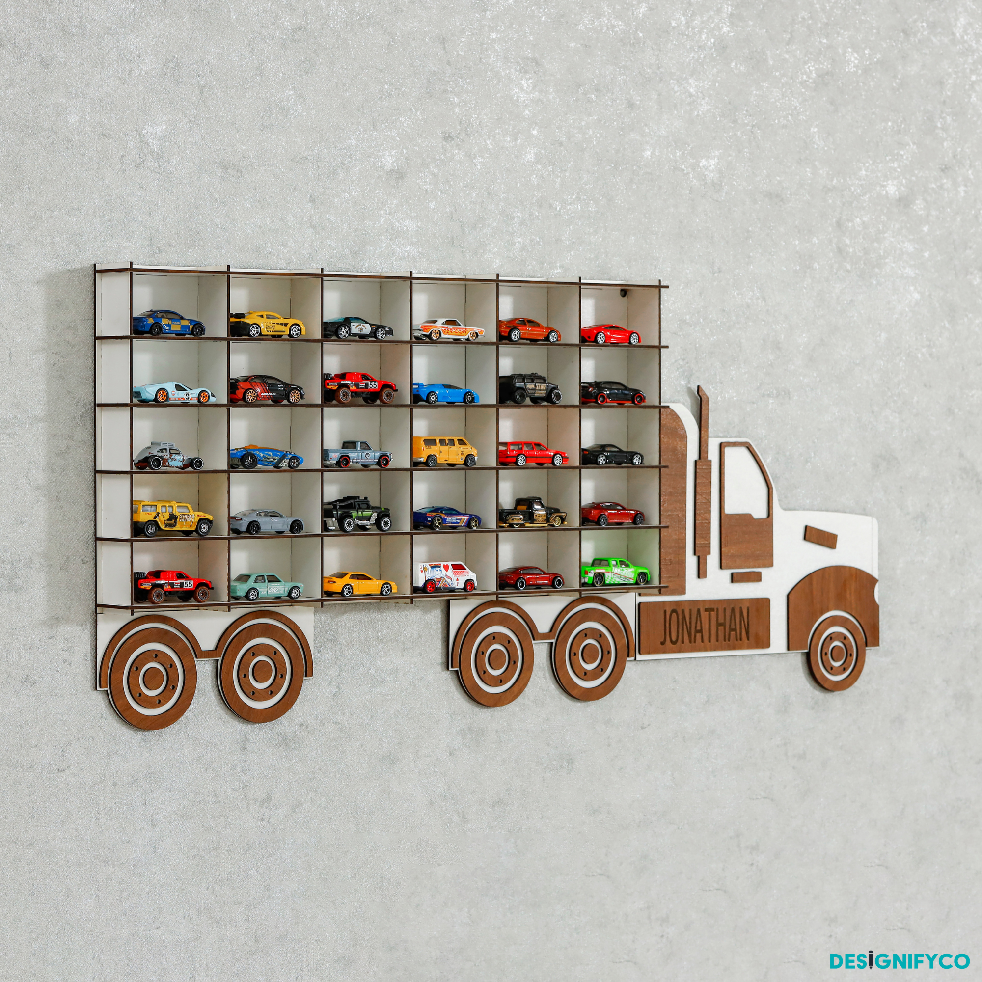 Walnut Truck Toy Car Displays