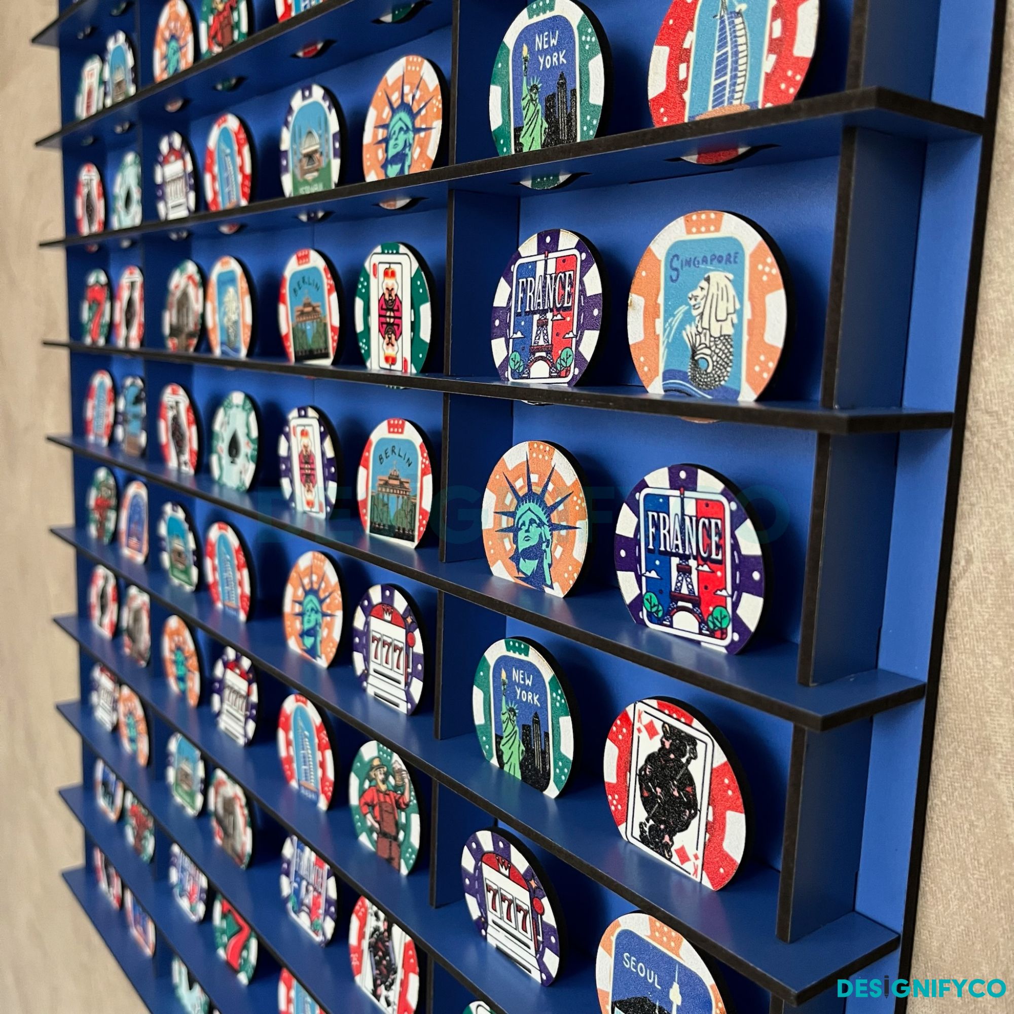 BLUE Casino Chips 80 Display Case