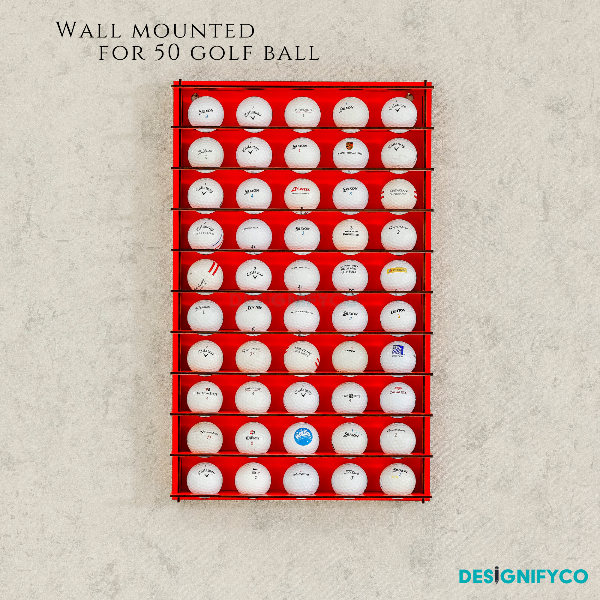 RED Golf Ball Display For 50 Golf Ball