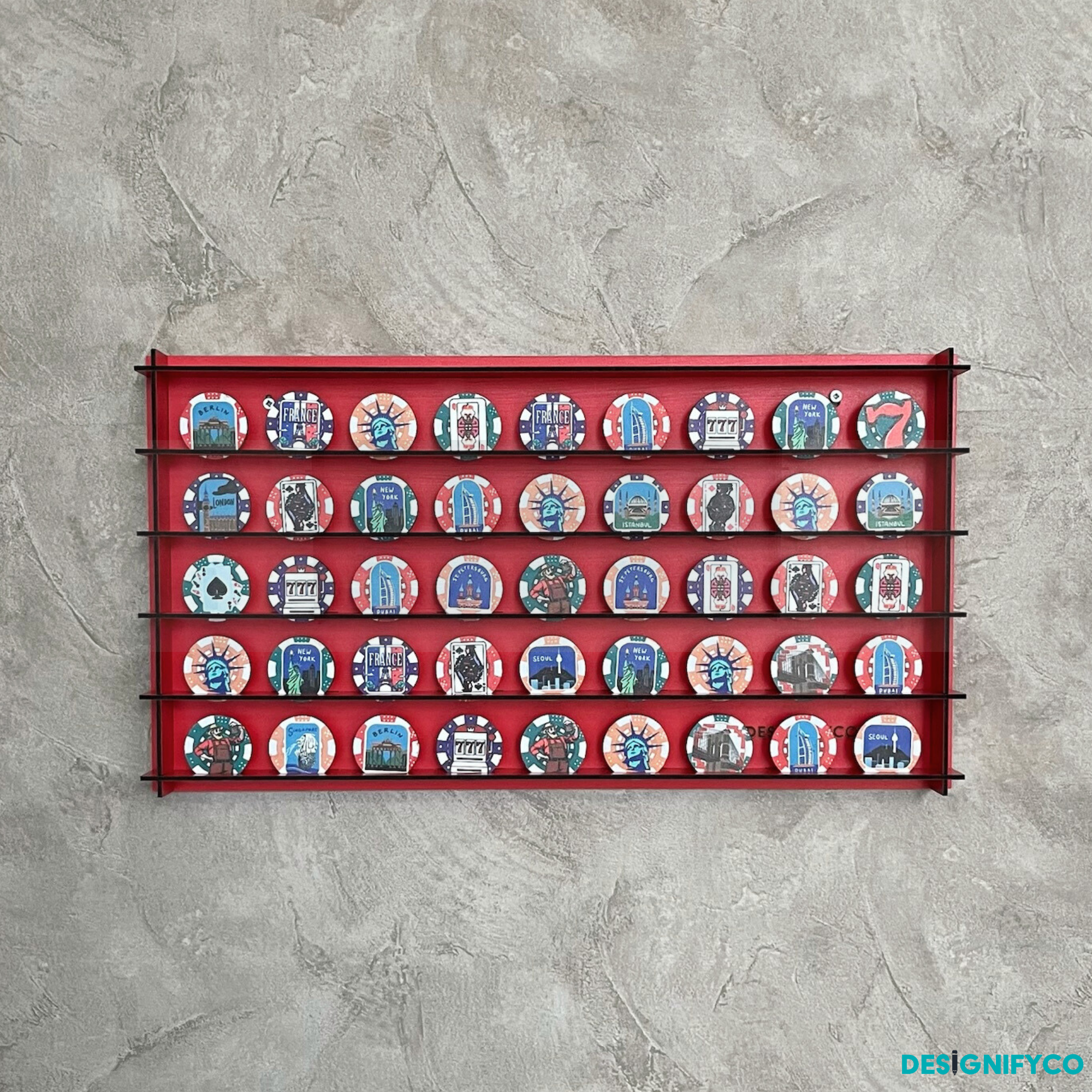 RED Casino Chips 45 Display Case