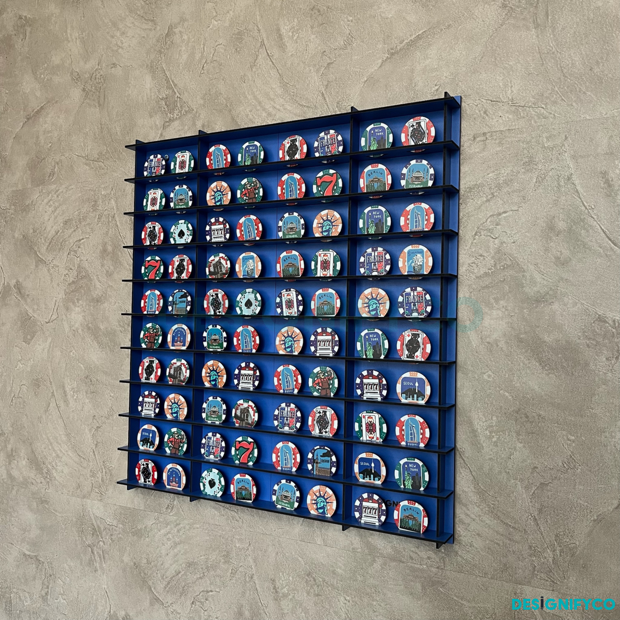 BLUE Casino Chips 80 Display Case