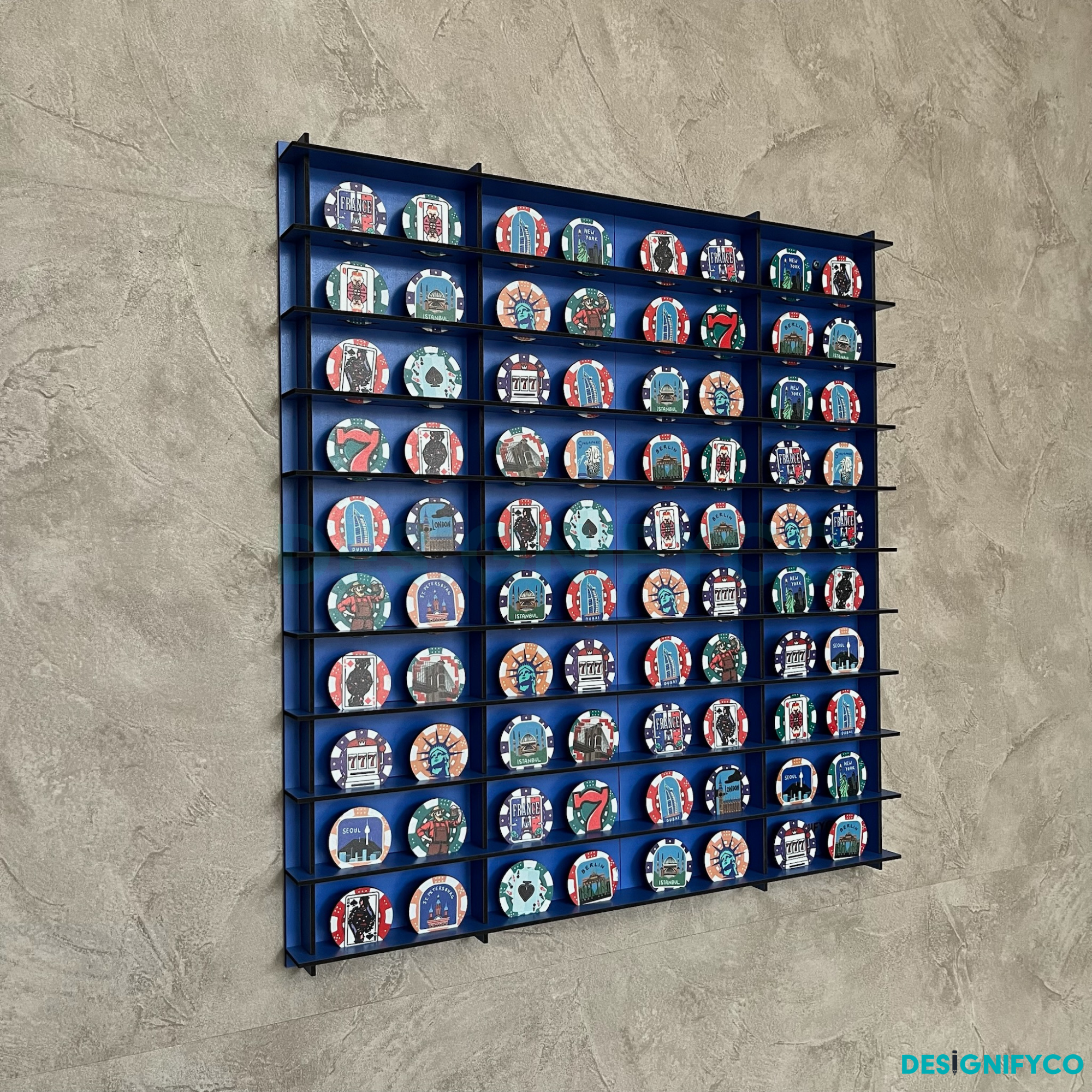 BLUE Casino Chips 80 Display Case