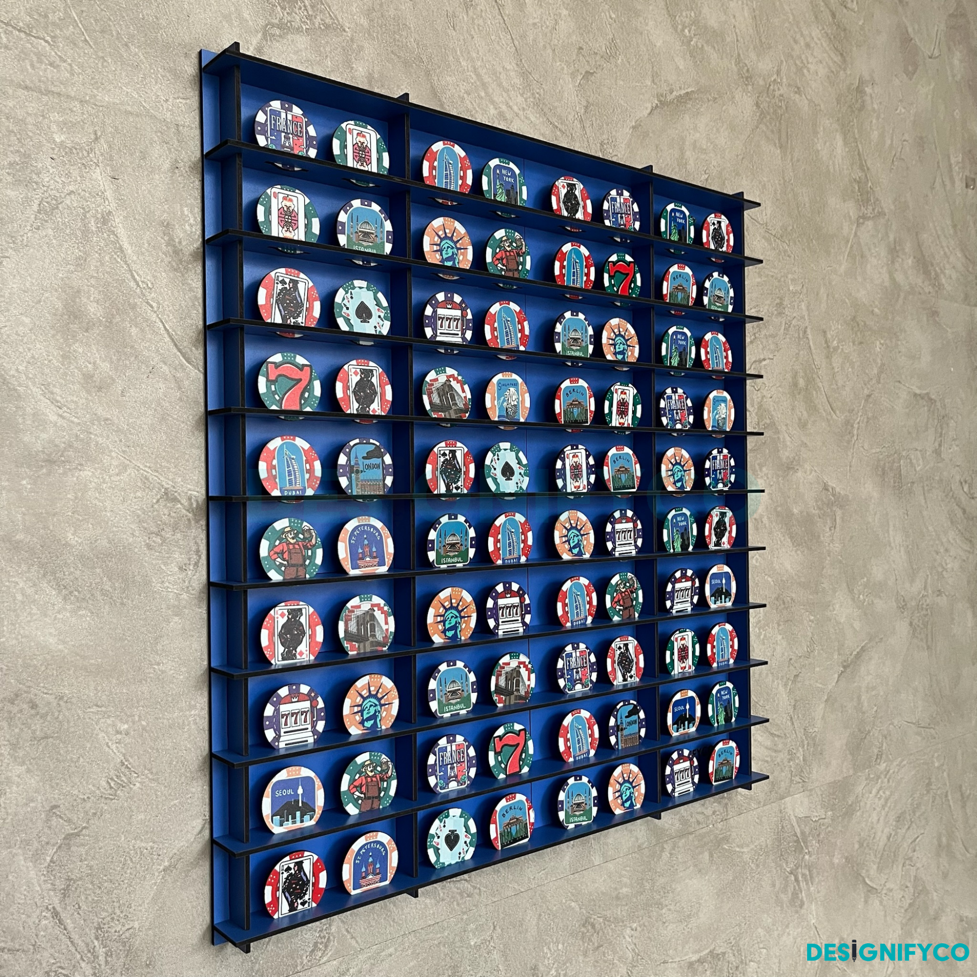 BLUE Casino Chips 80 Display Case