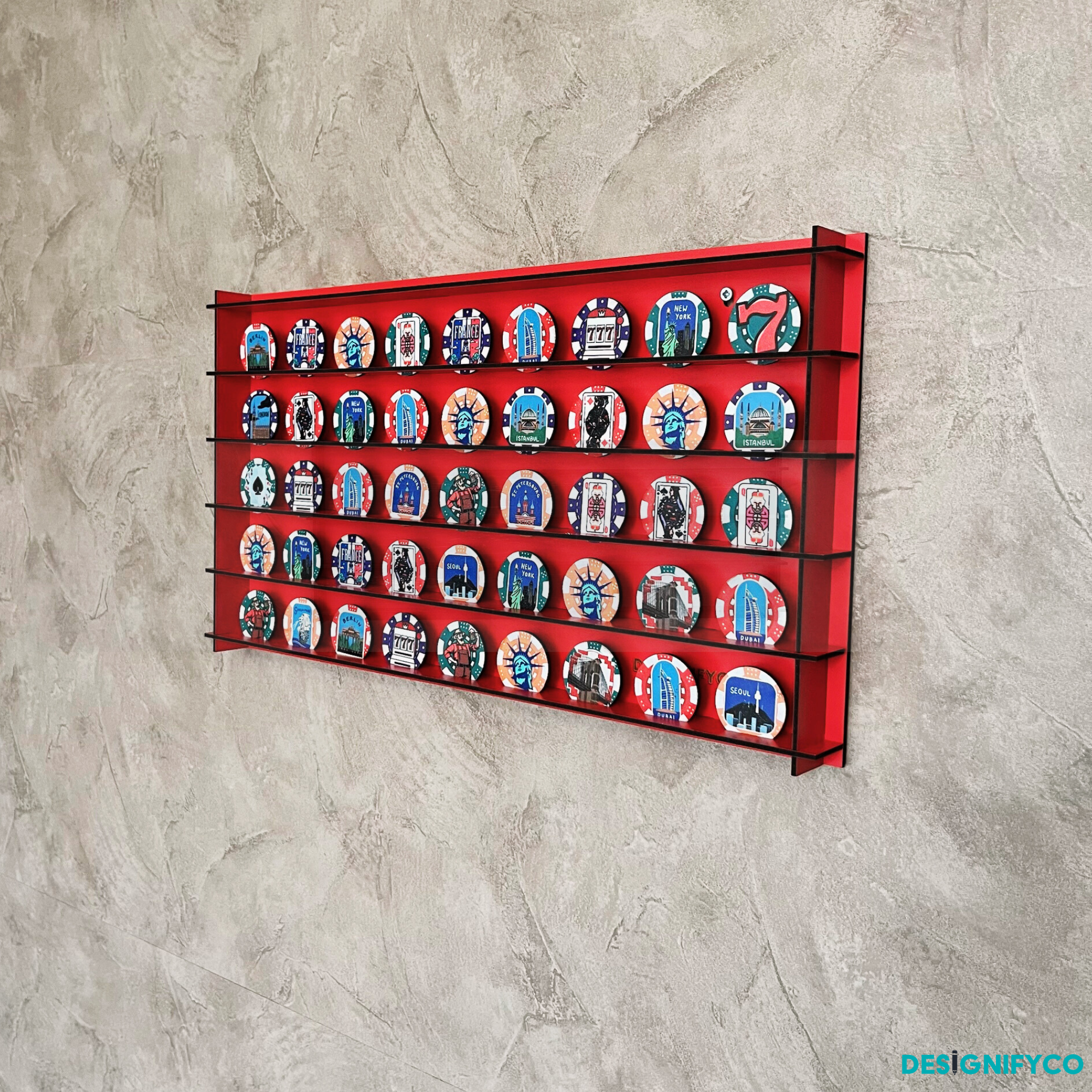 RED Casino Chips 45 Display Case