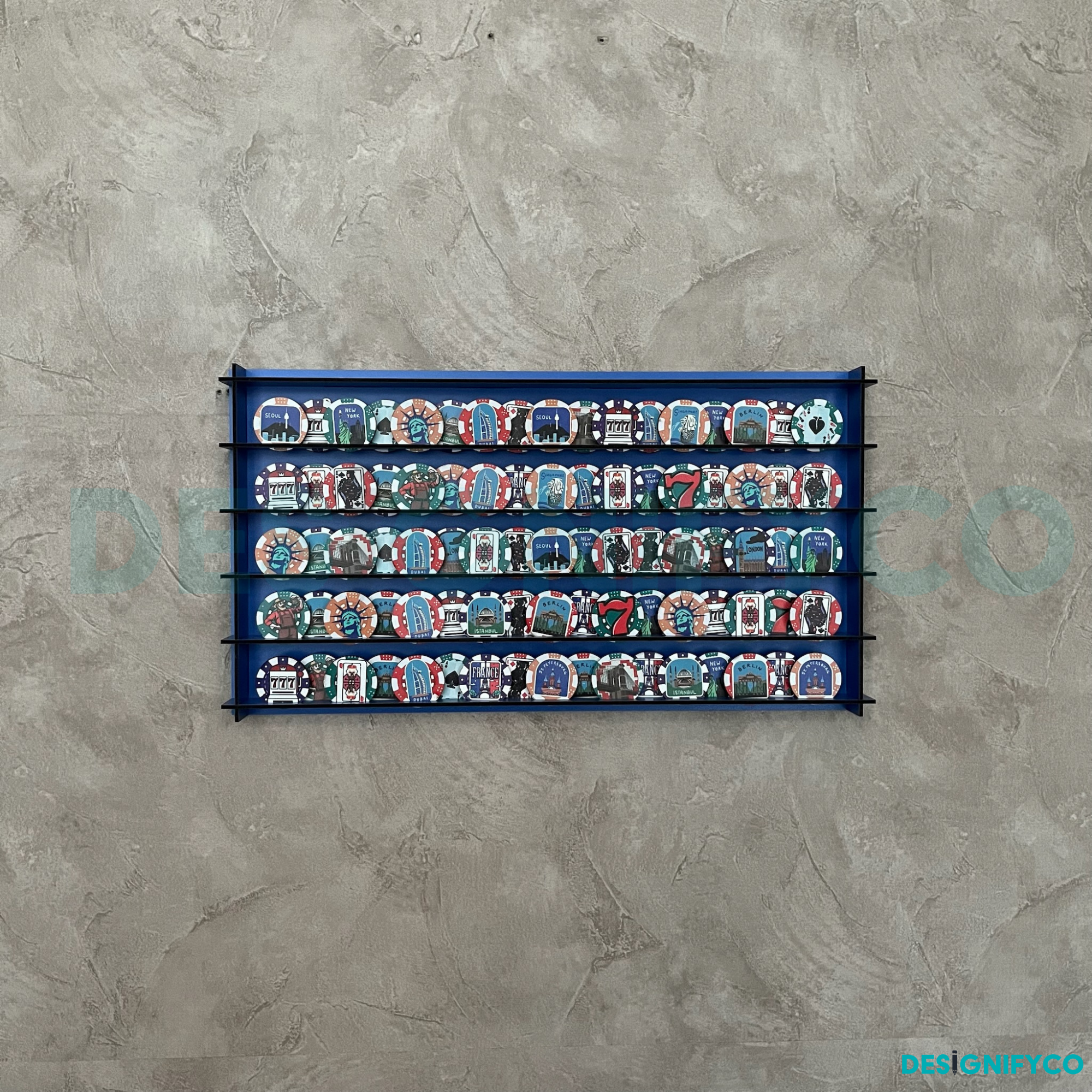 BLUE Casino Chips 85 Display Case