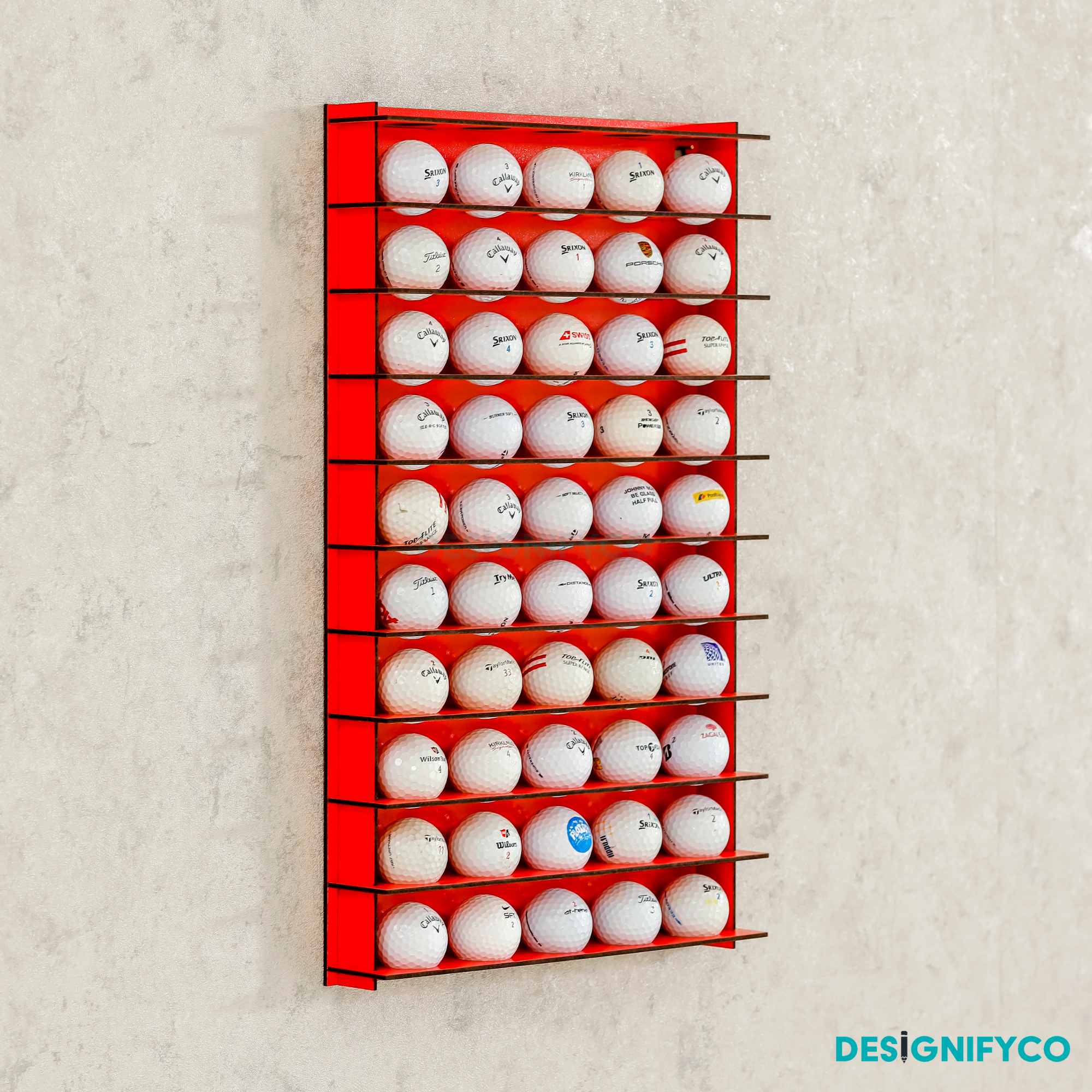 RED Golf Ball Display For 50 Golf Ball