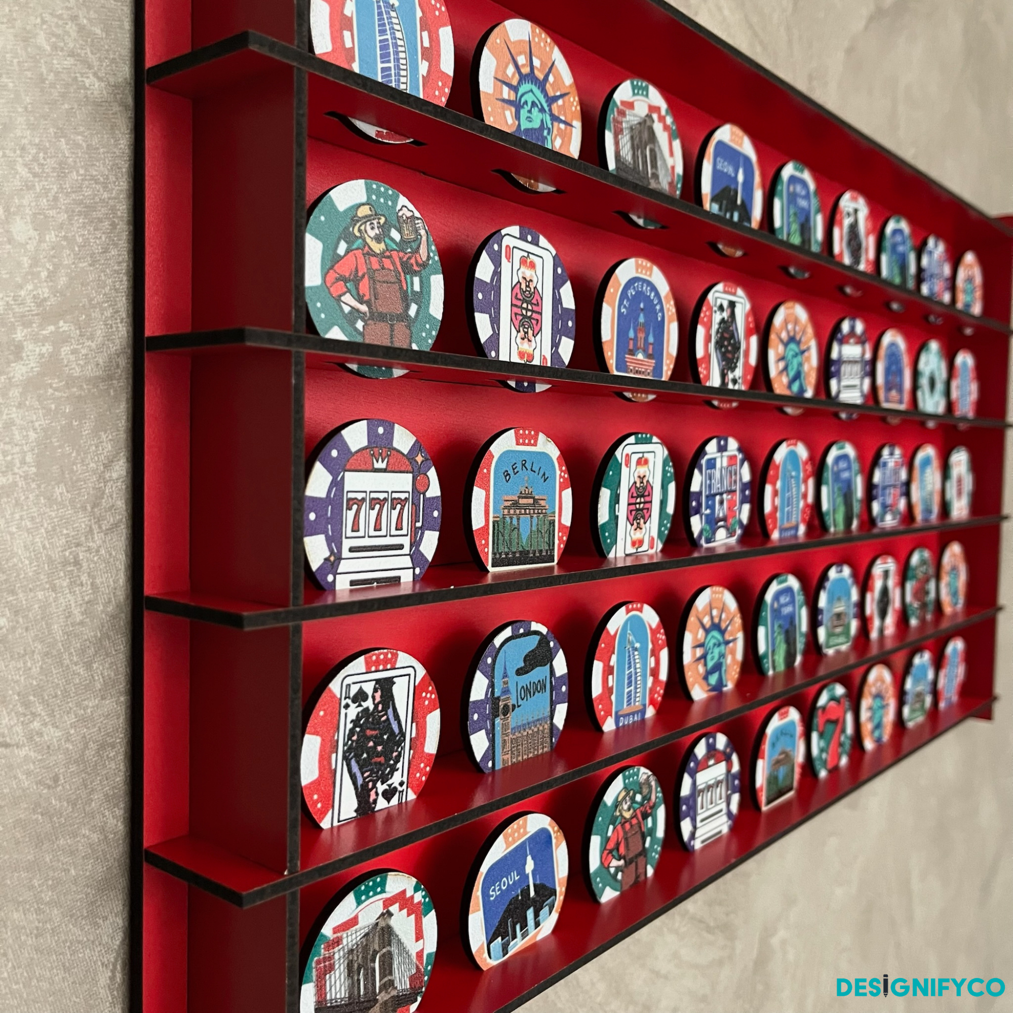 RED Casino Chips 45 Display Case