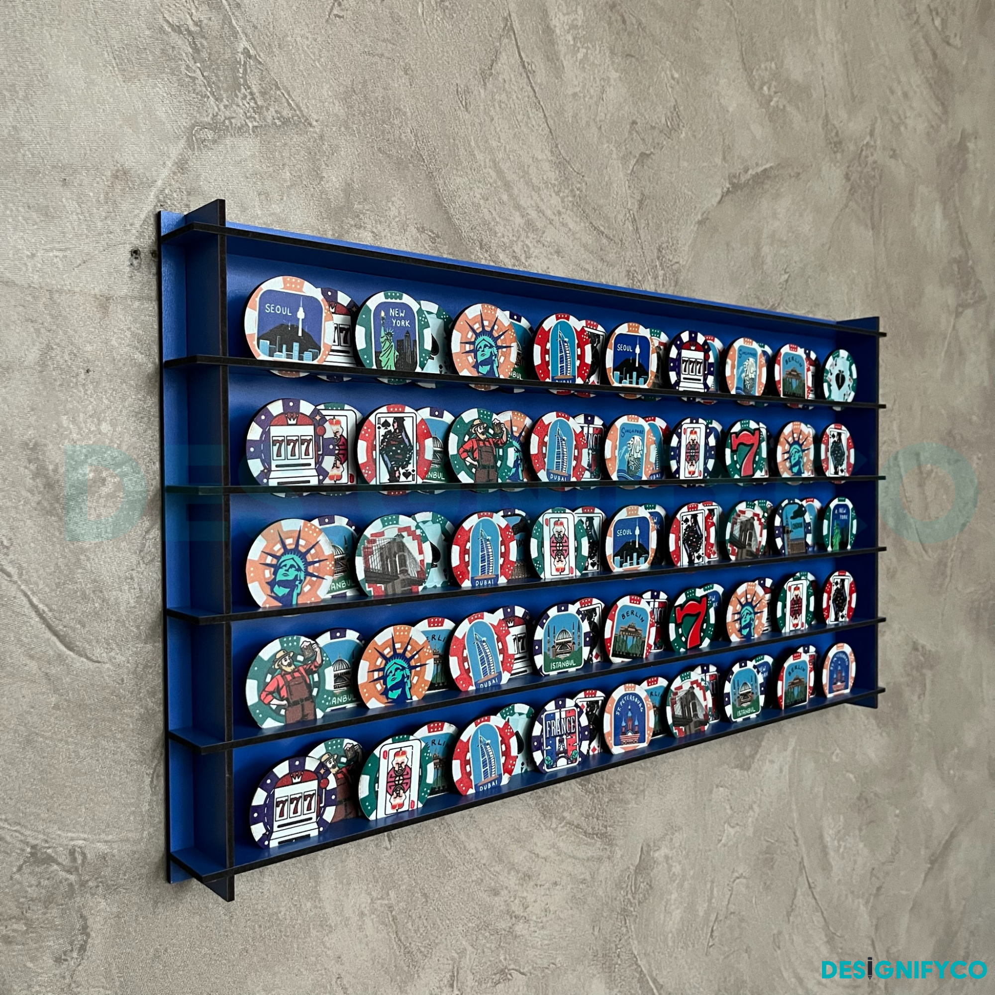 BLUE Casino Chips 85 Display Case