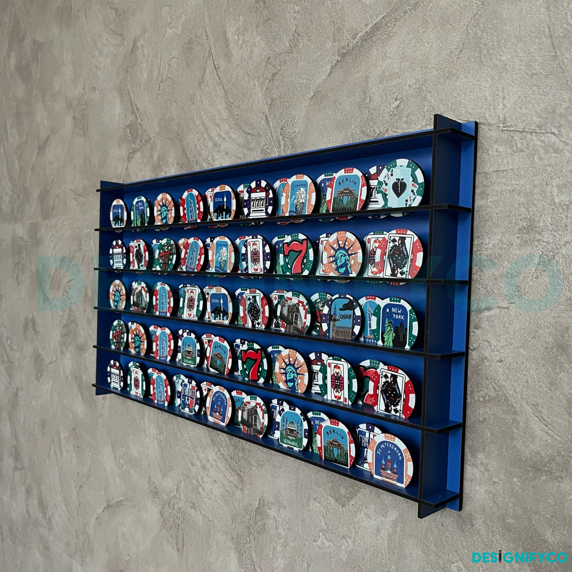 BLUE Casino Chips 85 Display Case