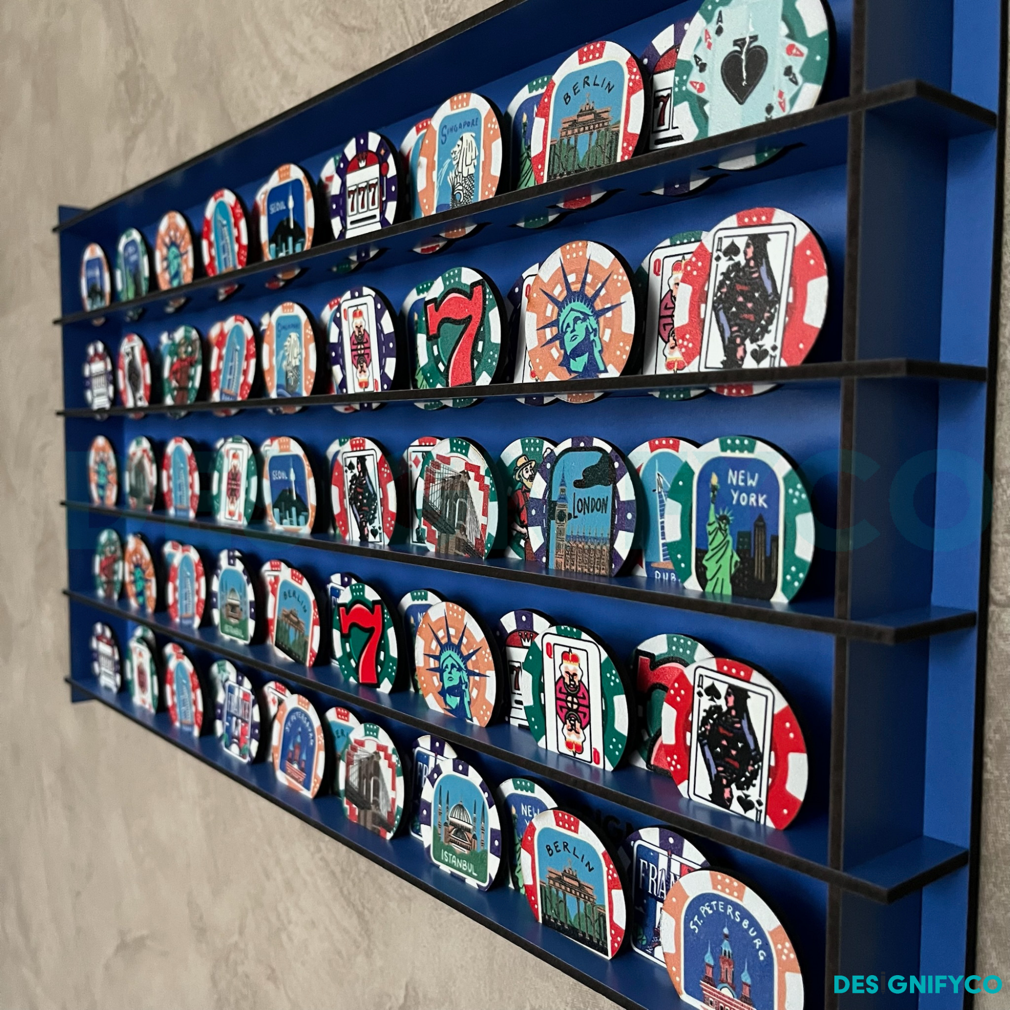 BLUE Casino Chips 85 Display Case