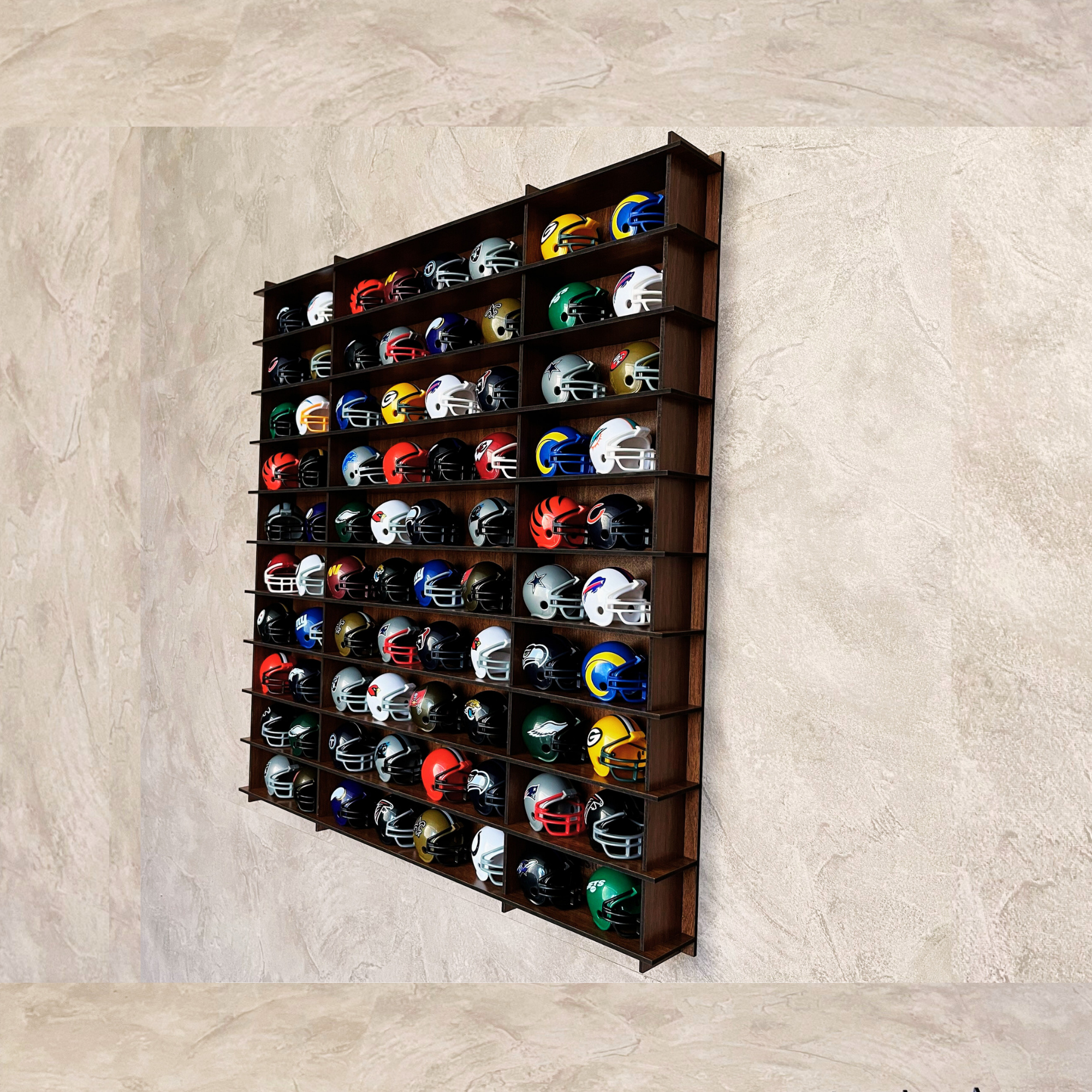 WALNUT NHL Mini Helmet 80 Display Case