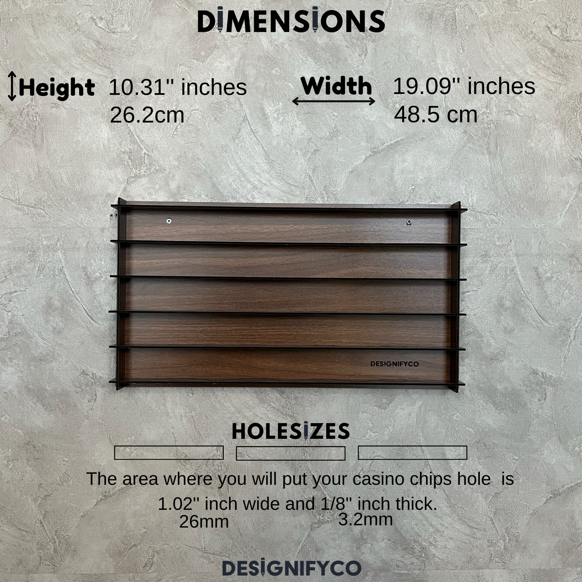 WALNUT Casino Chips 85 Display Case