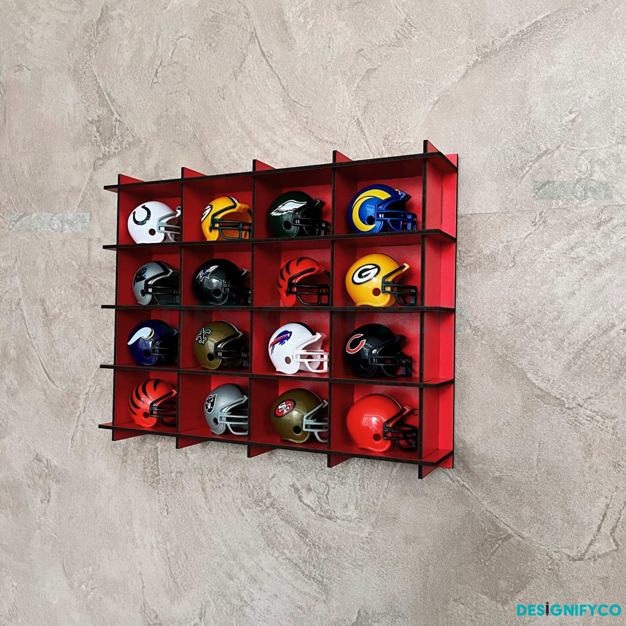 RED NHL Mini Helmet 16 Display Case