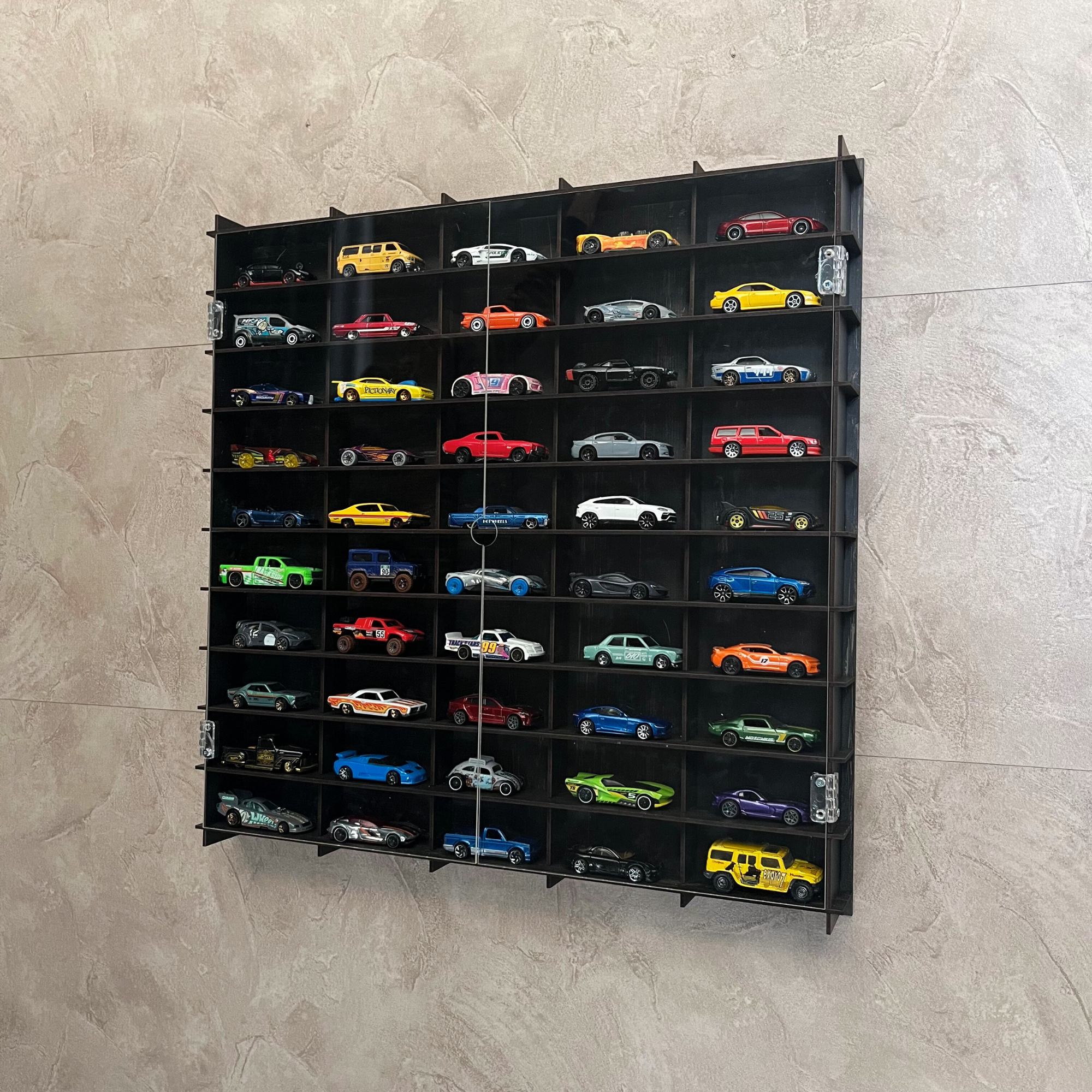 WALNUT Toy Car Display Case