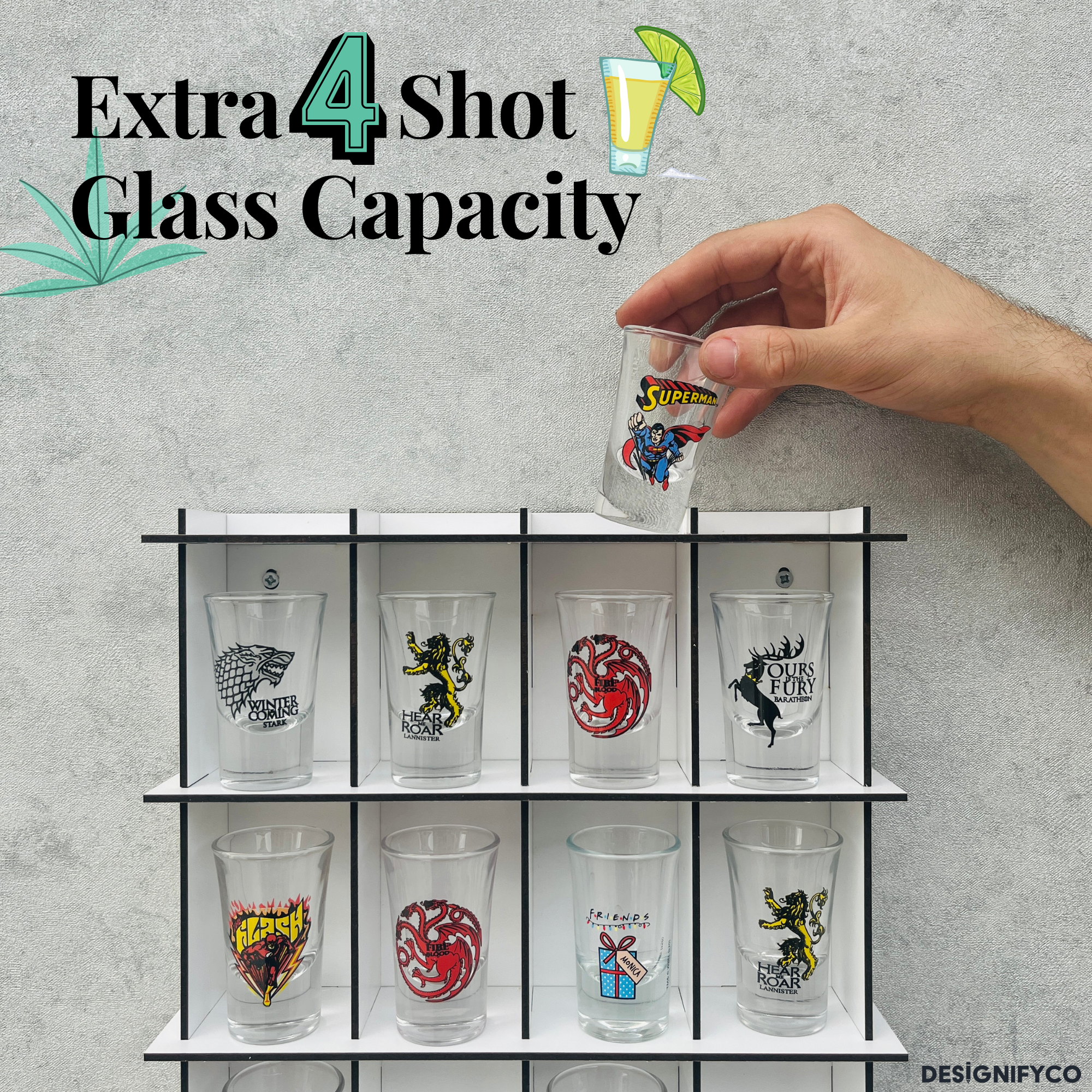 YELLOW  Shot Glass Display Case