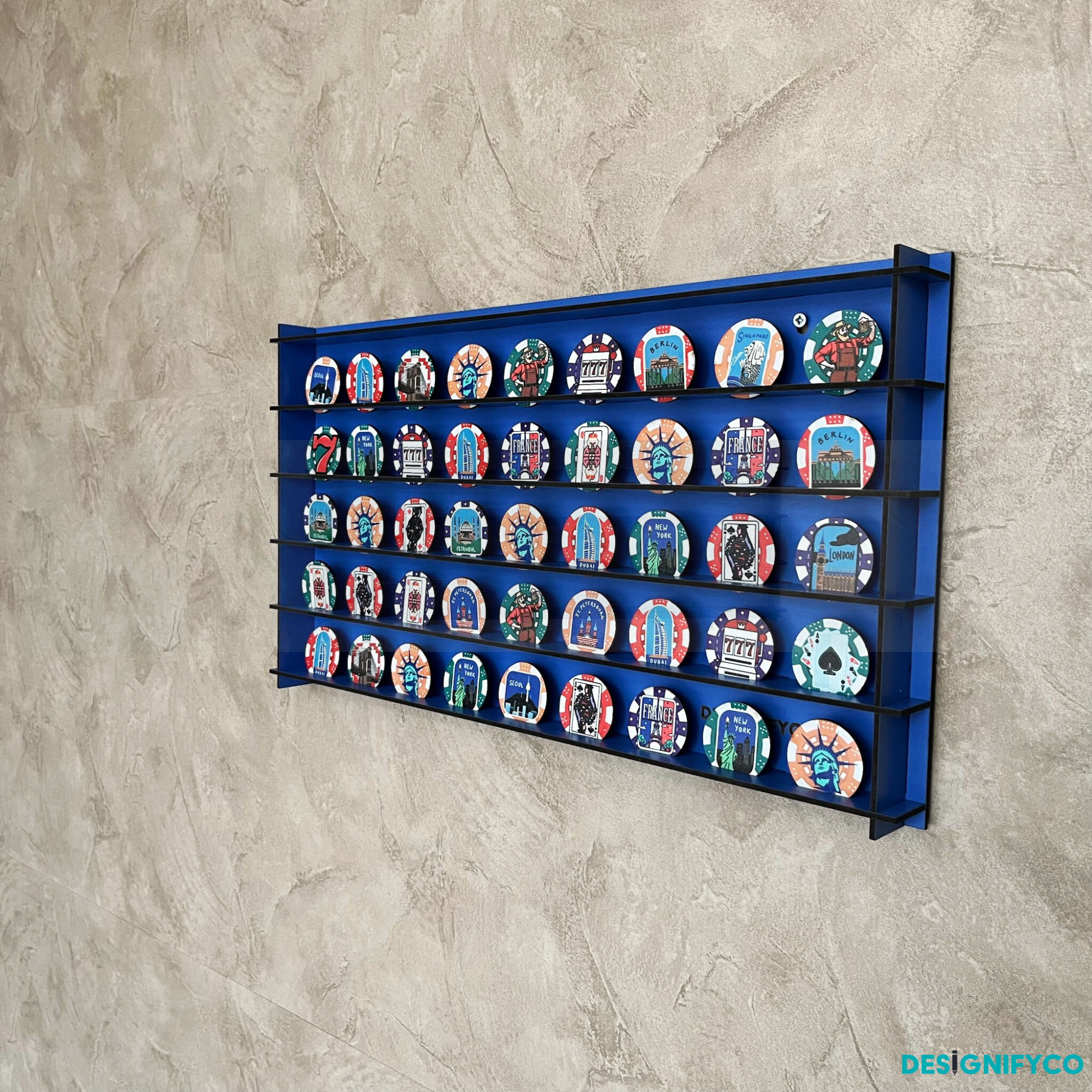 BLUE Casino Chips 45 Display Case