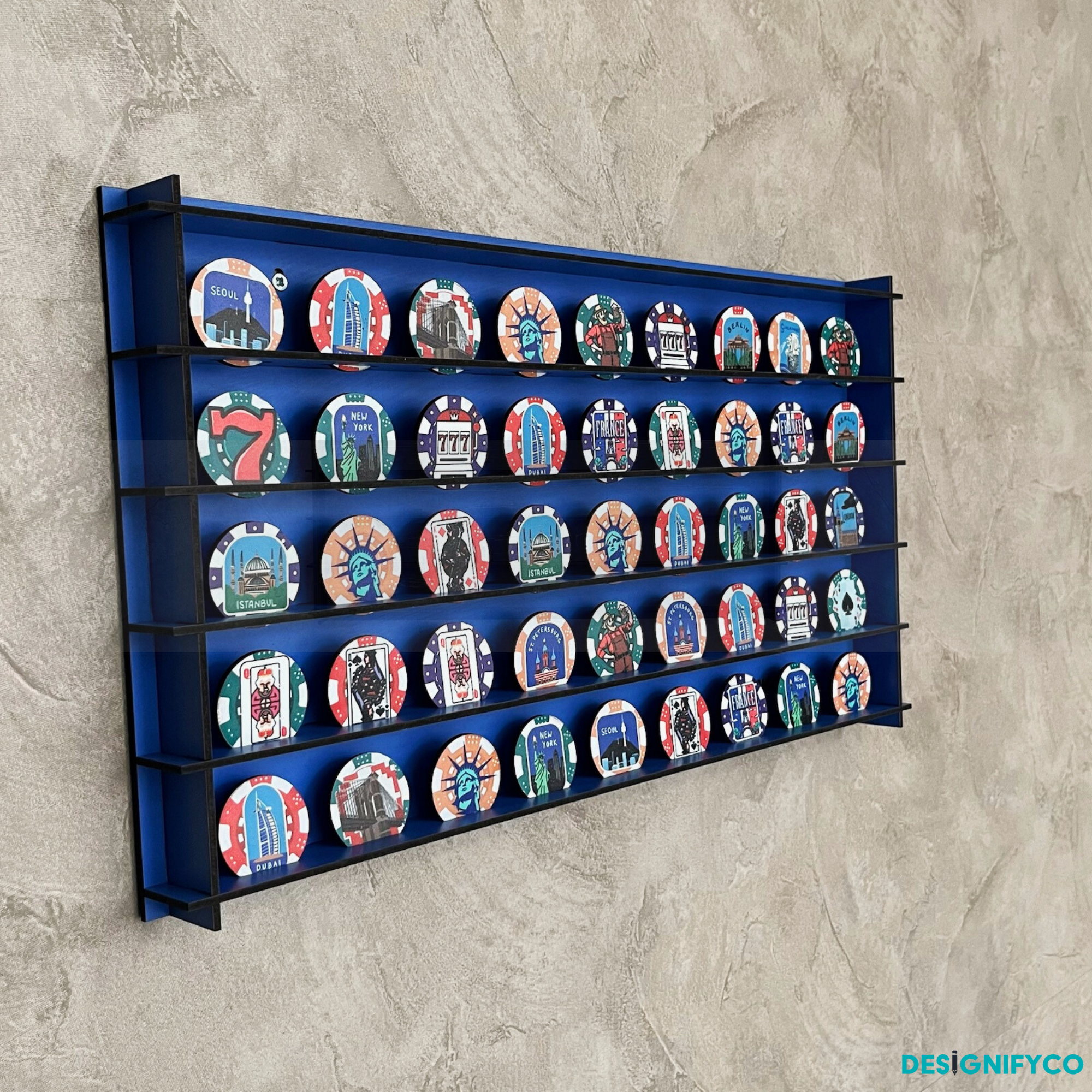 BLUE Casino Chips 45 Display Case
