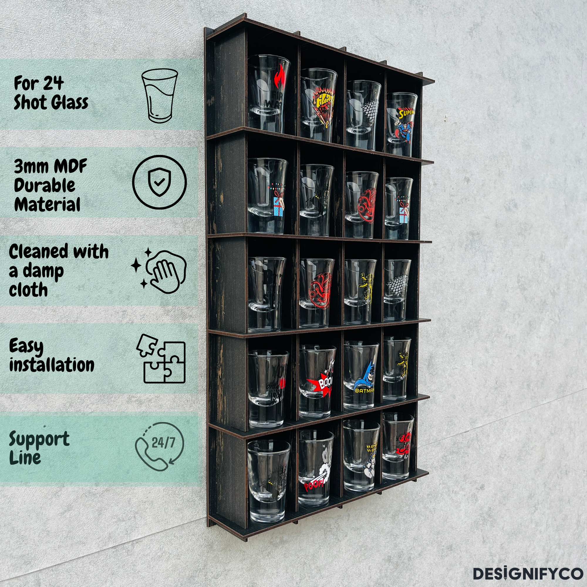 OLD BLACK Shot Glass Display Case