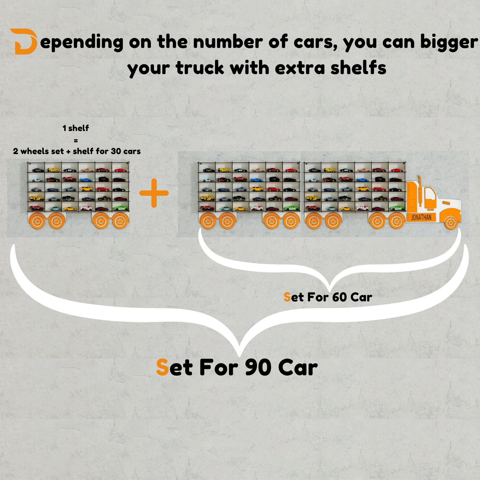 Orange Truck Toy Car Displays