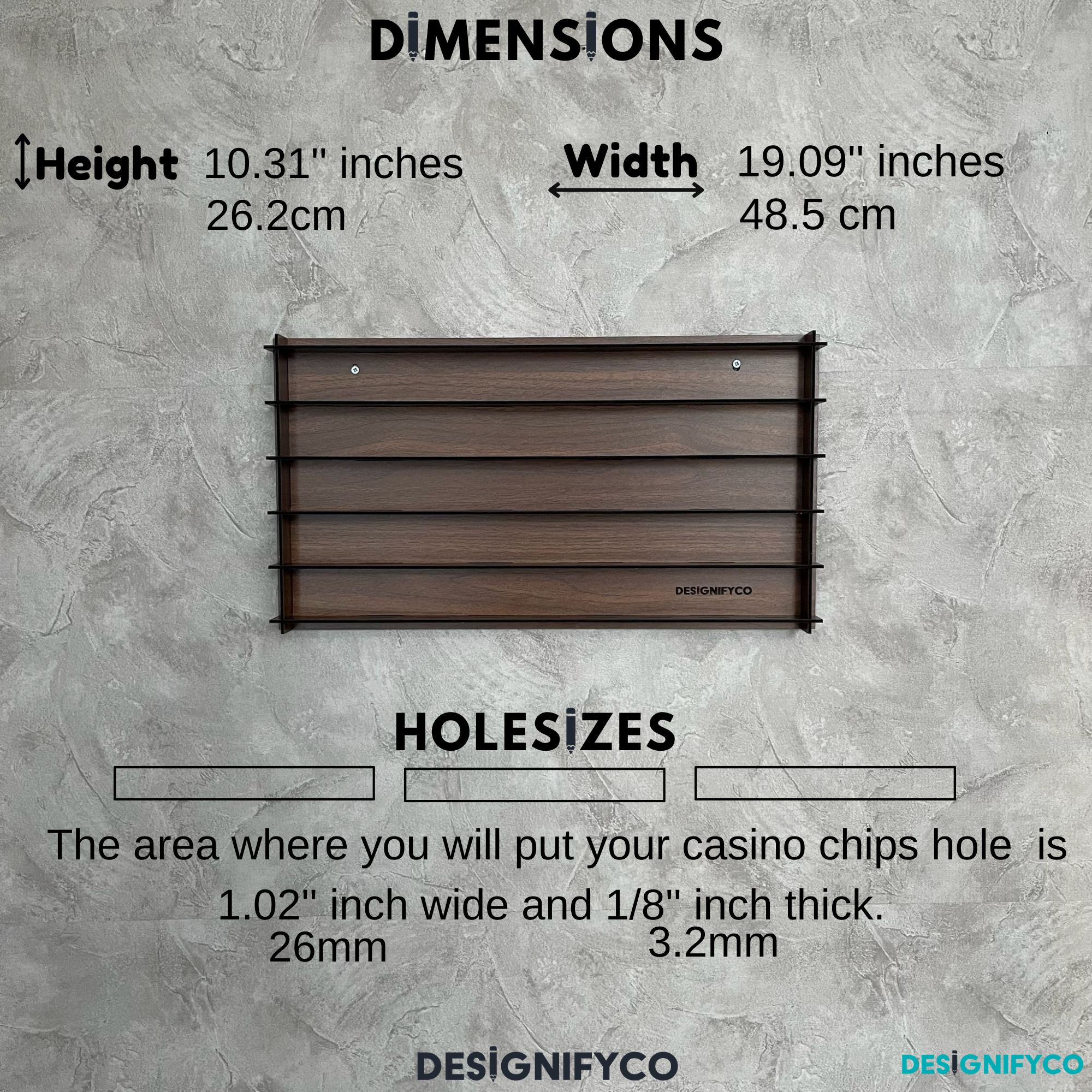 WALNUT Casino Chips 45 Display Case