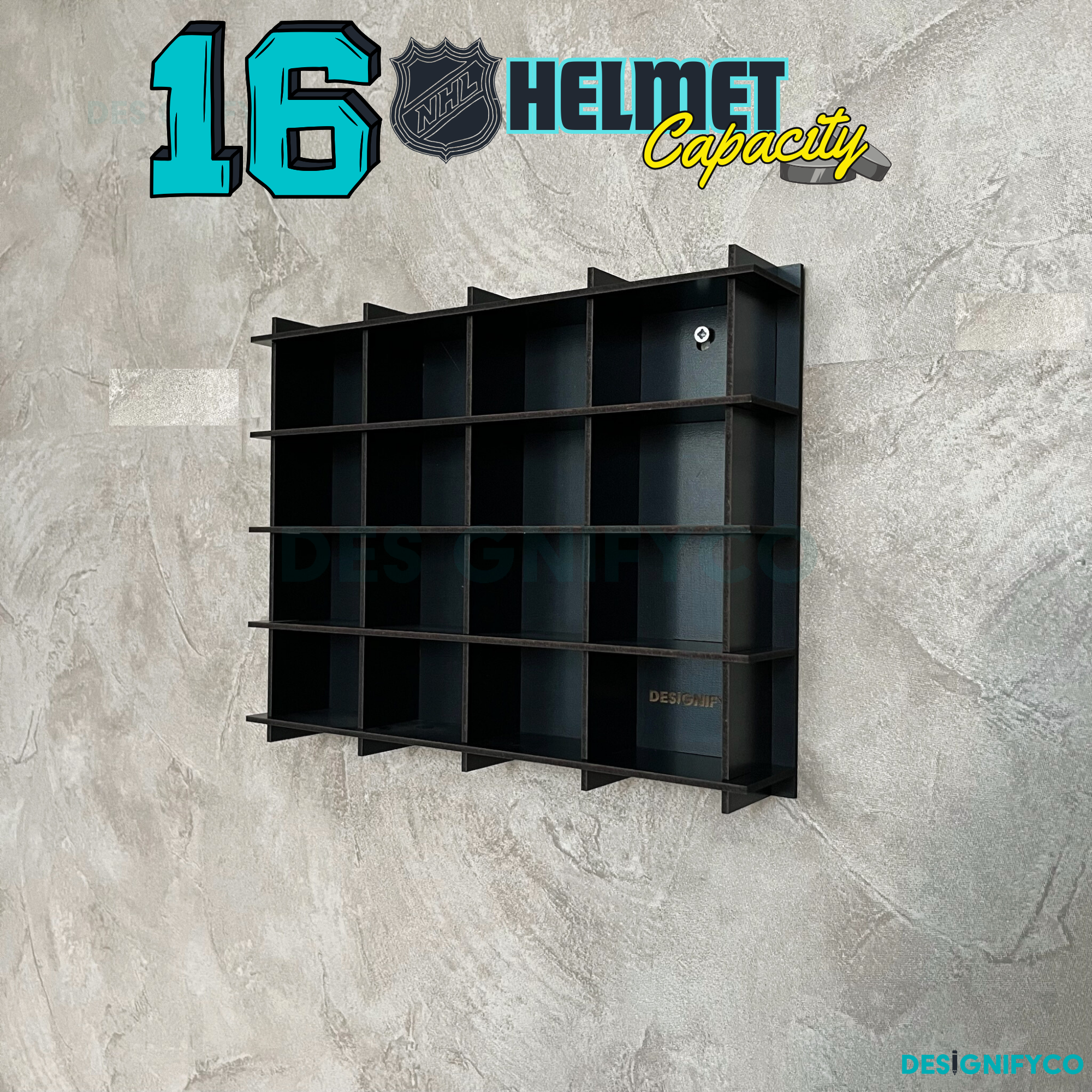 BLACK NHL Mini Helmet 16 Display Case