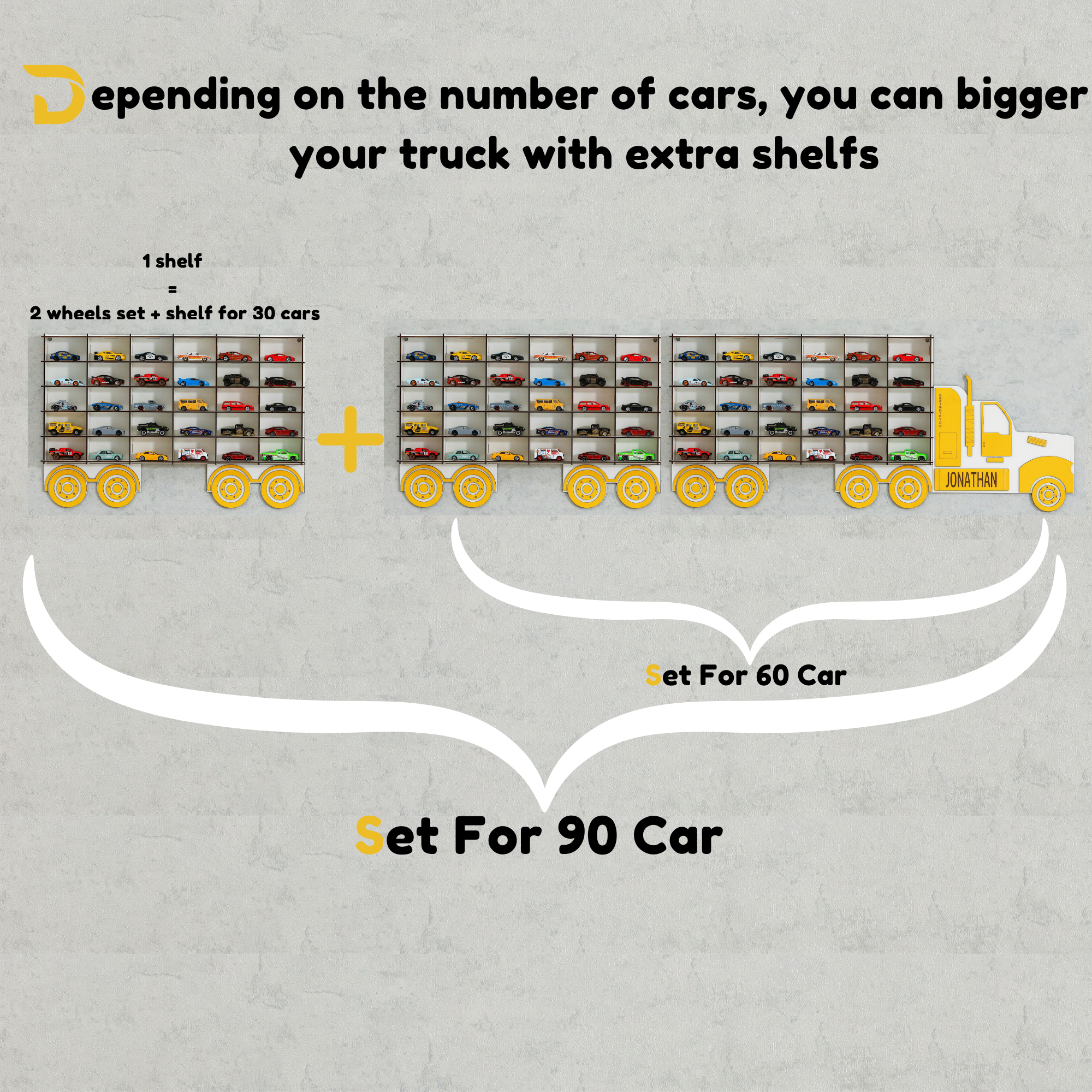 Yellow Truck Toy Car Displays