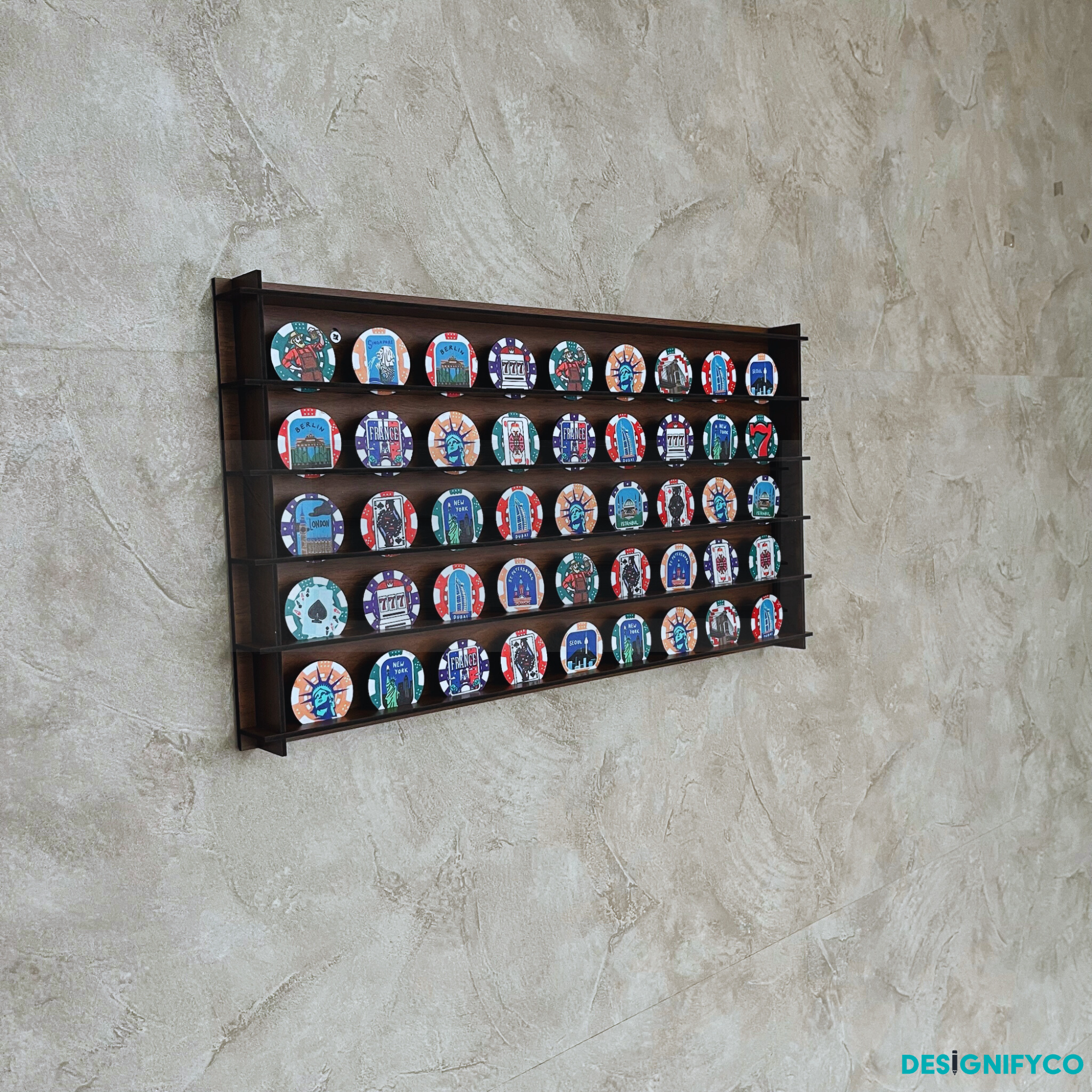 WALNUT Casino Chips 45 Display Case