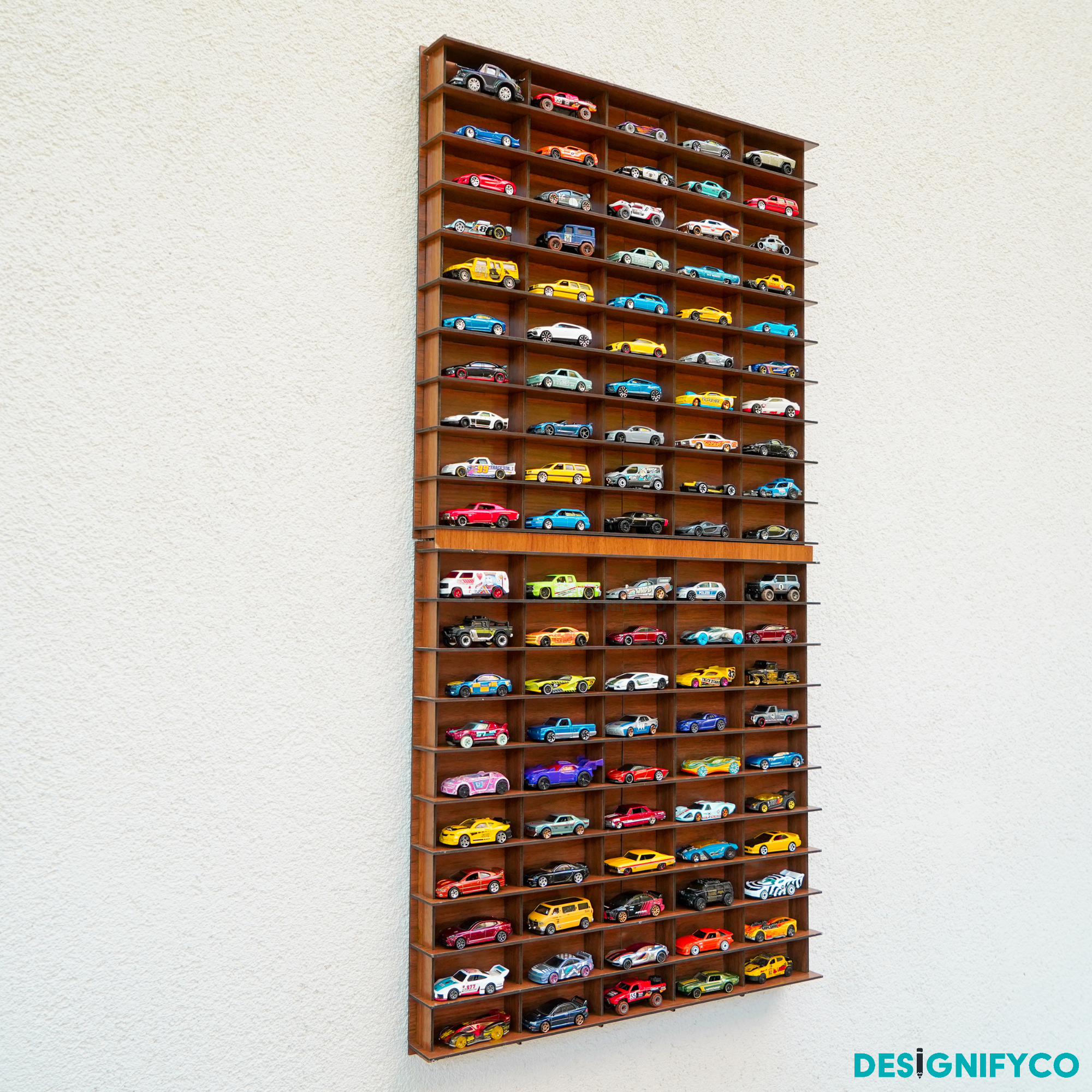 WALNUT Toy Car Display Case