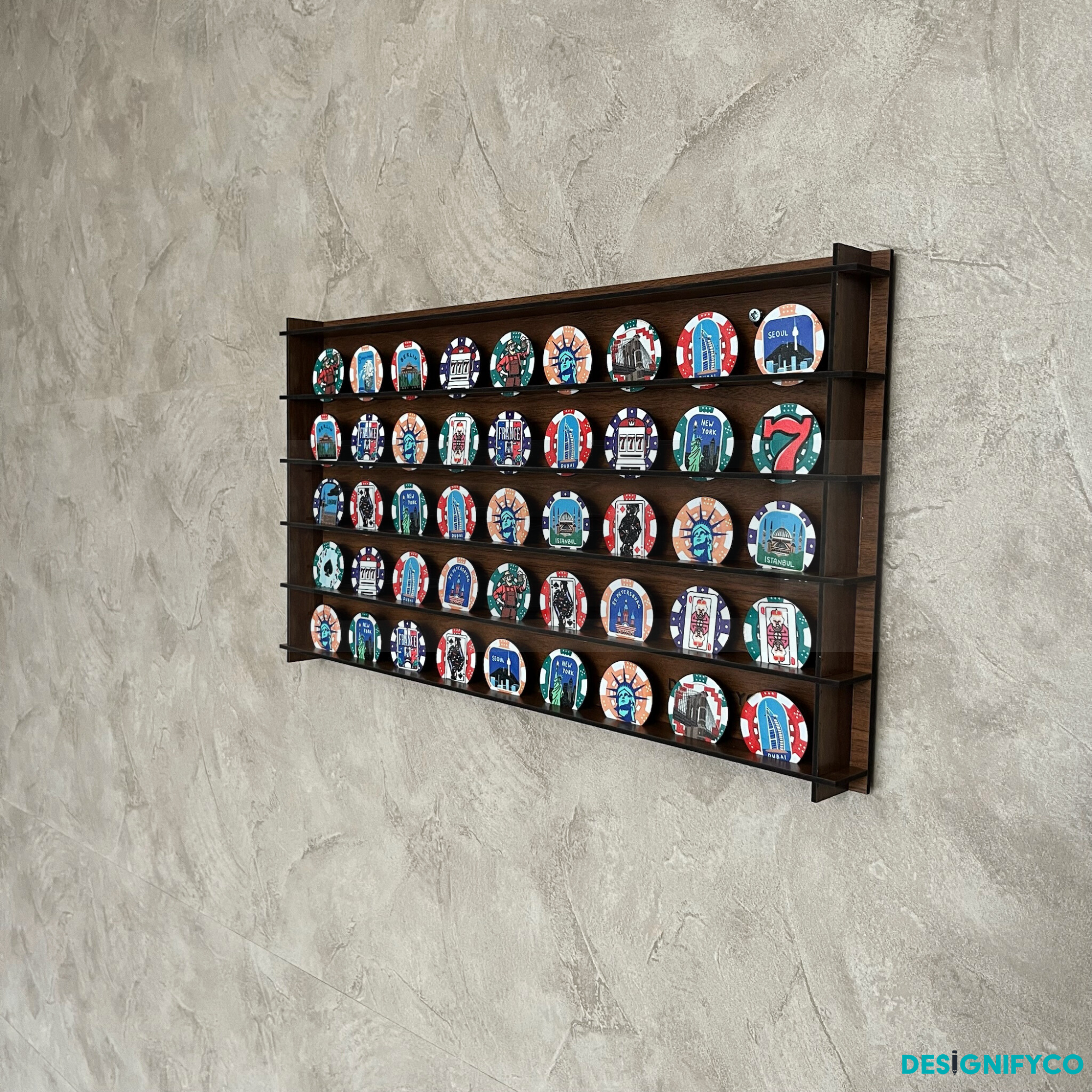 WALNUT Casino Chips 45 Display Case