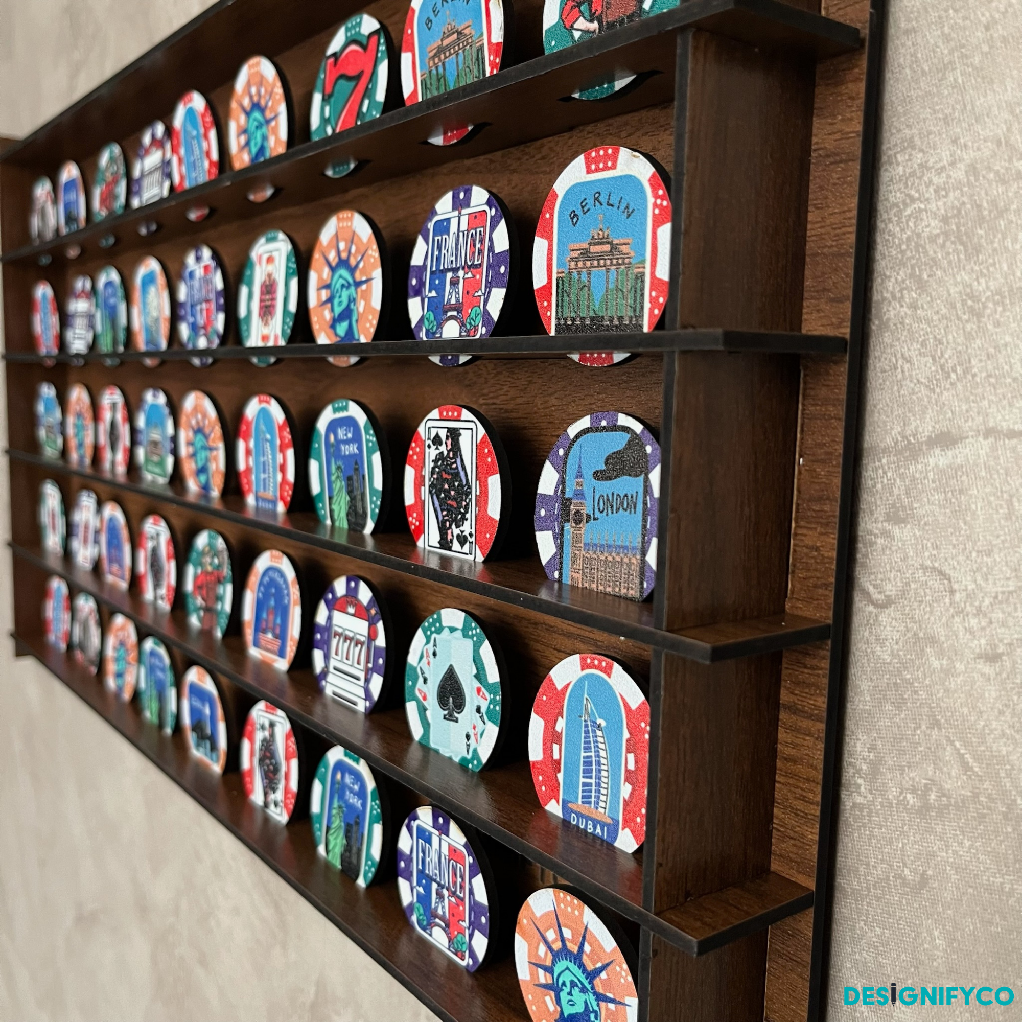 WALNUT Casino Chips 45 Display Case