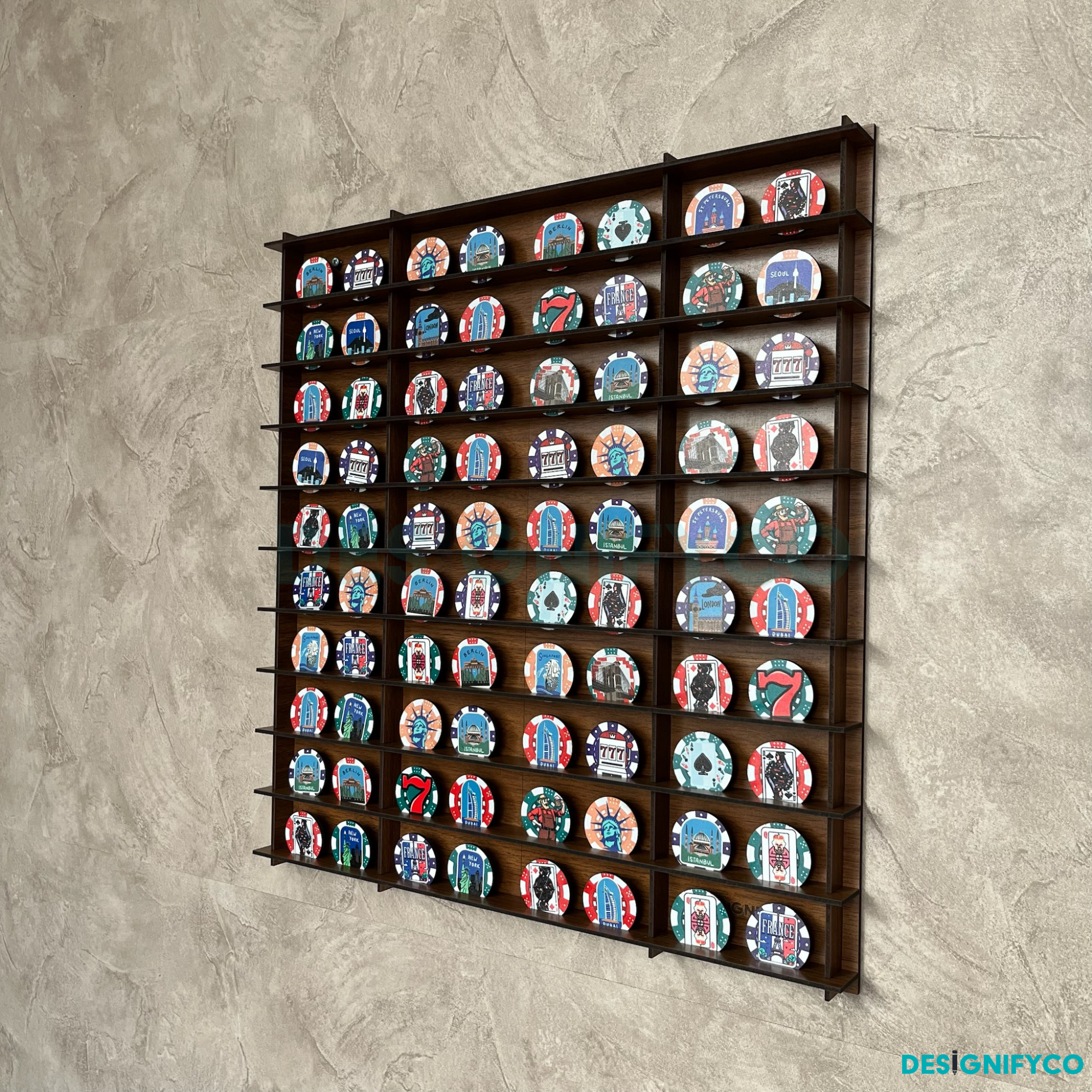 WALNUT Casino Chips 80 Display Case