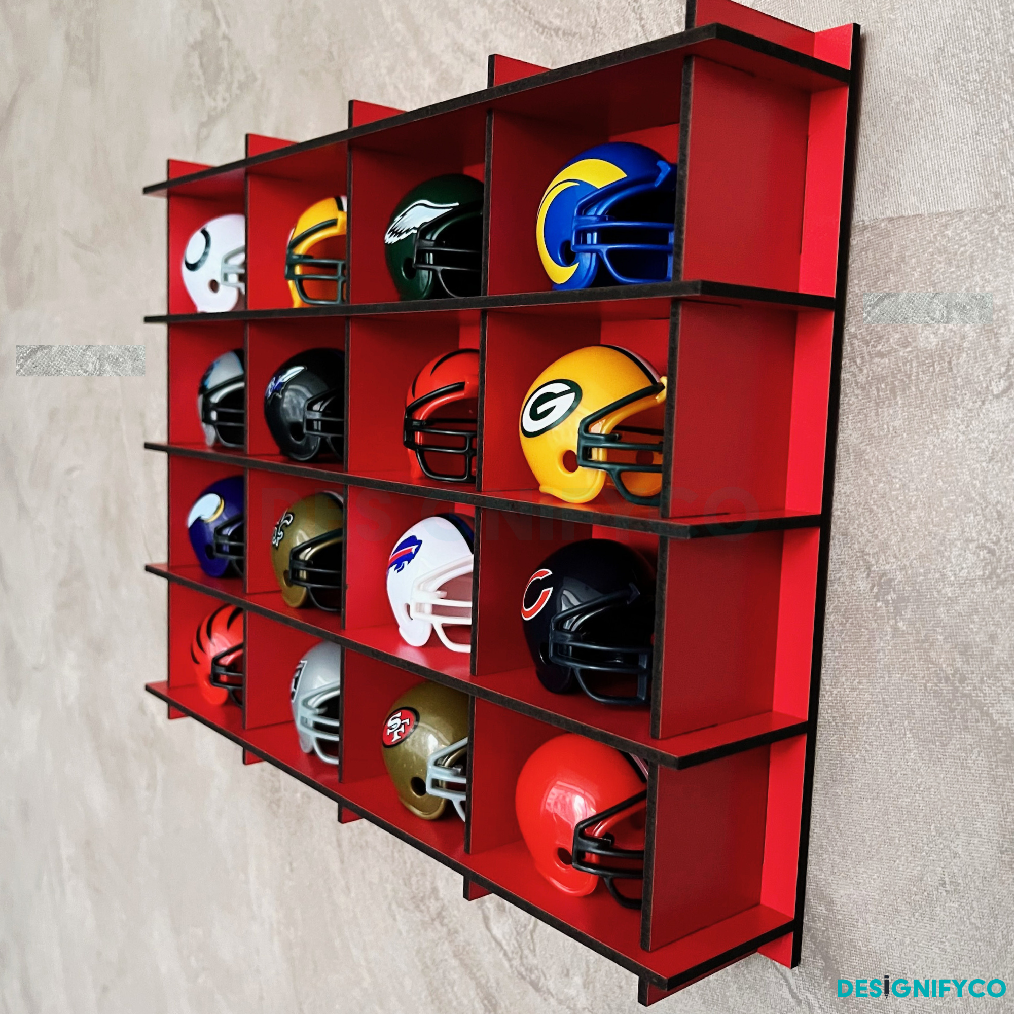 RED NHL Mini Helmet 16 Display Case