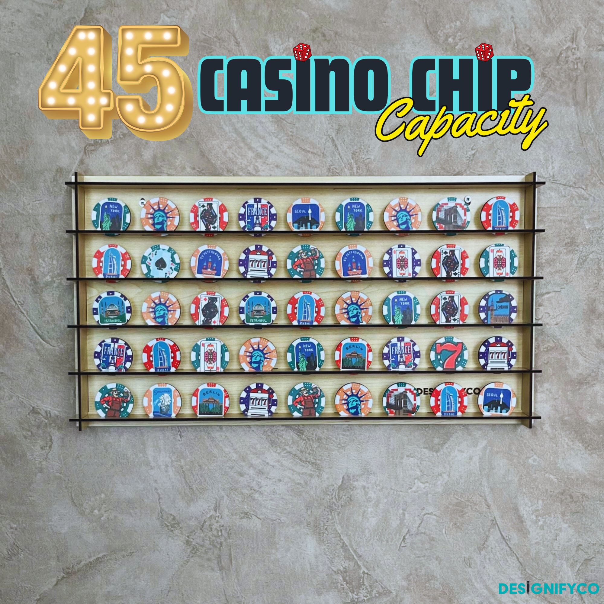 MAPLE Casino Chip 45 Display Case
