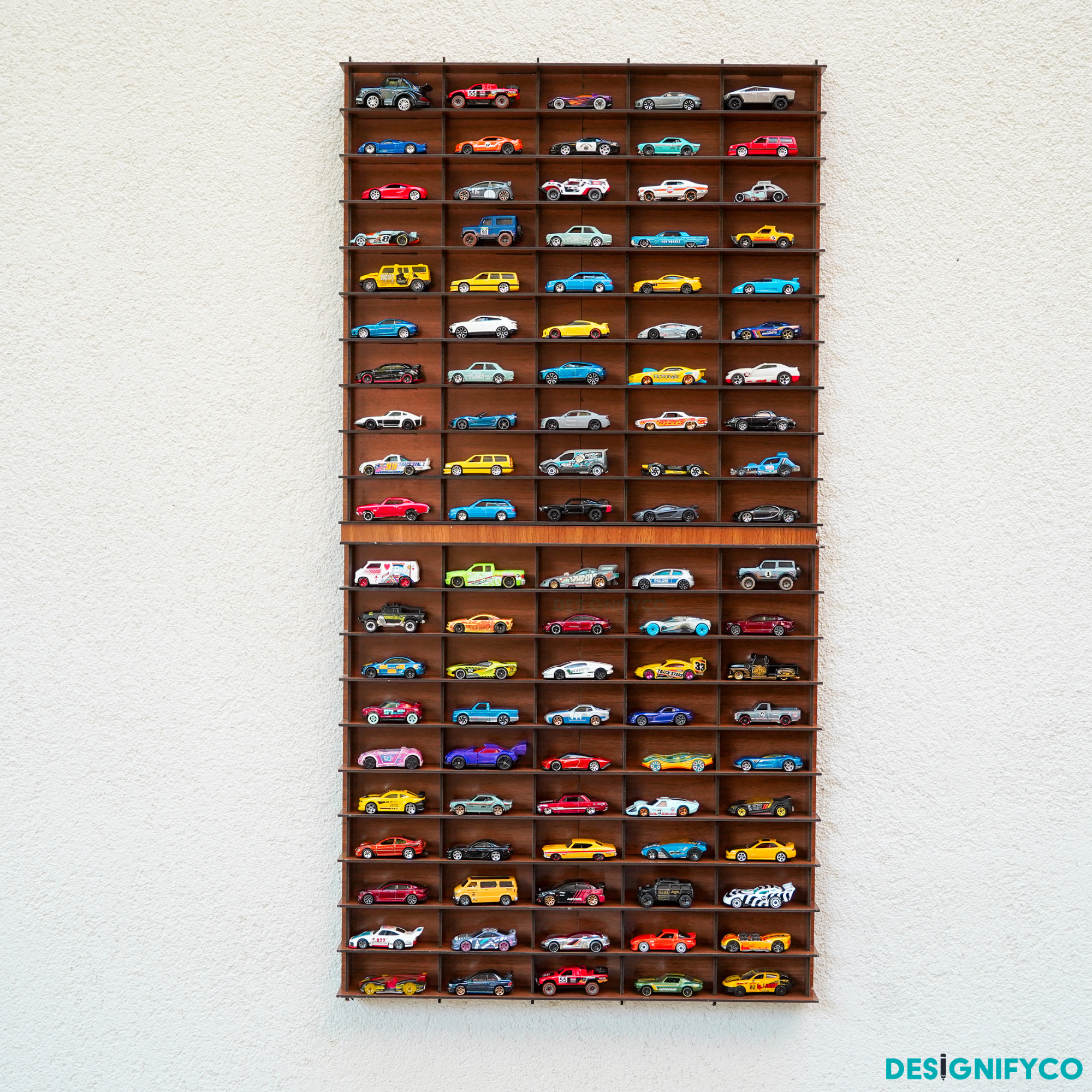 WALNUT Toy Car Display Case