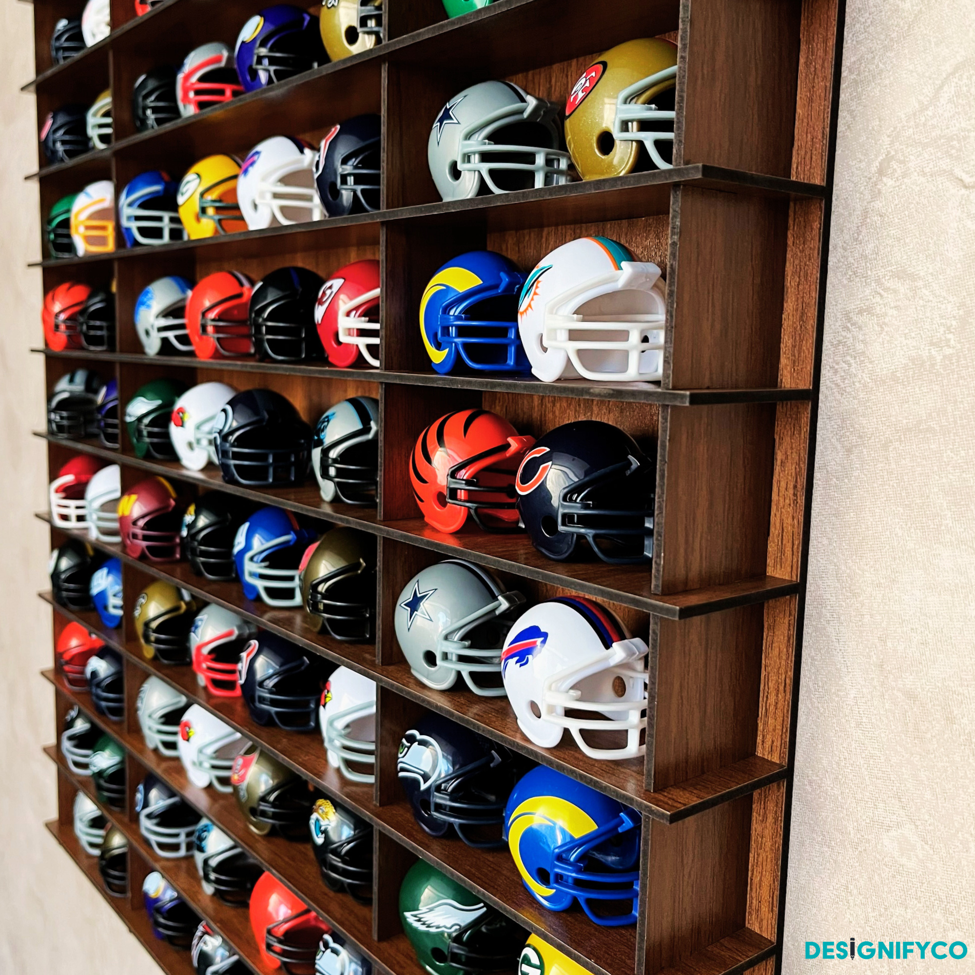 WALNUT NHL Mini Helmet 80 Display Case