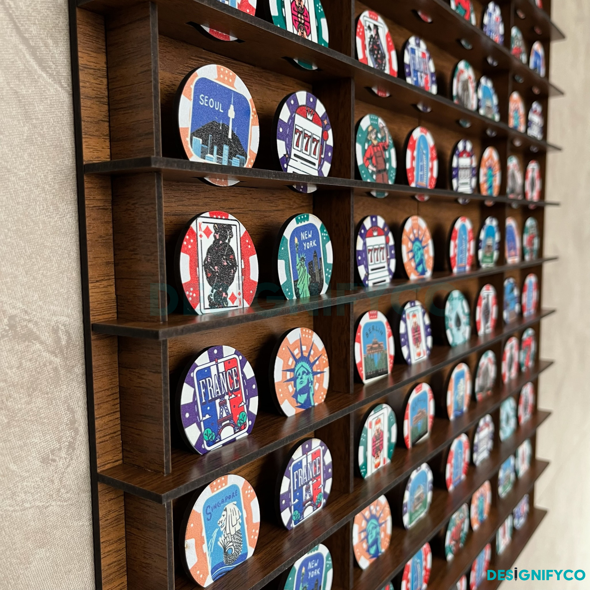 WALNUT Casino Chips 80 Display Case