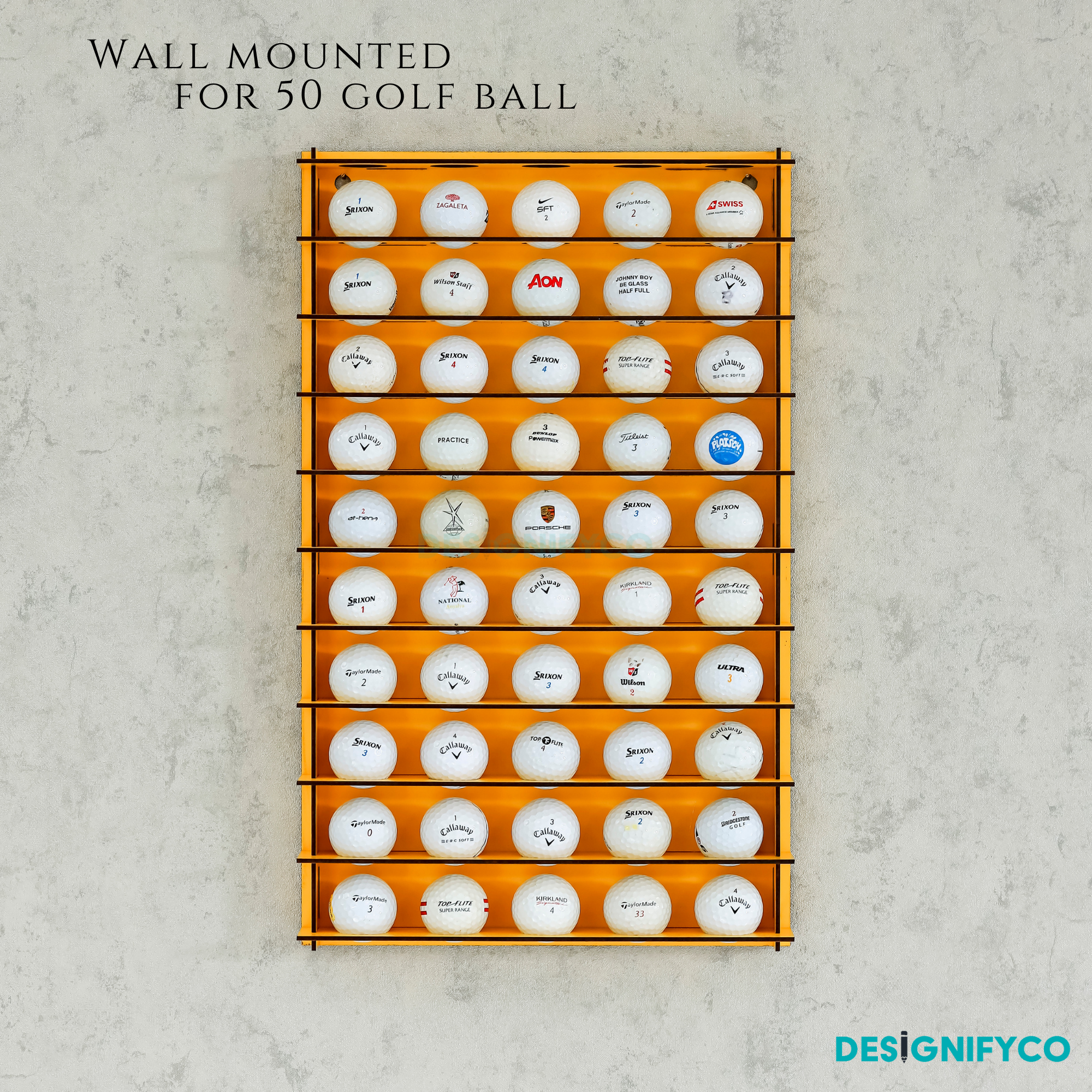 YELLOW Golf Ball Display For 50 Golf Ball