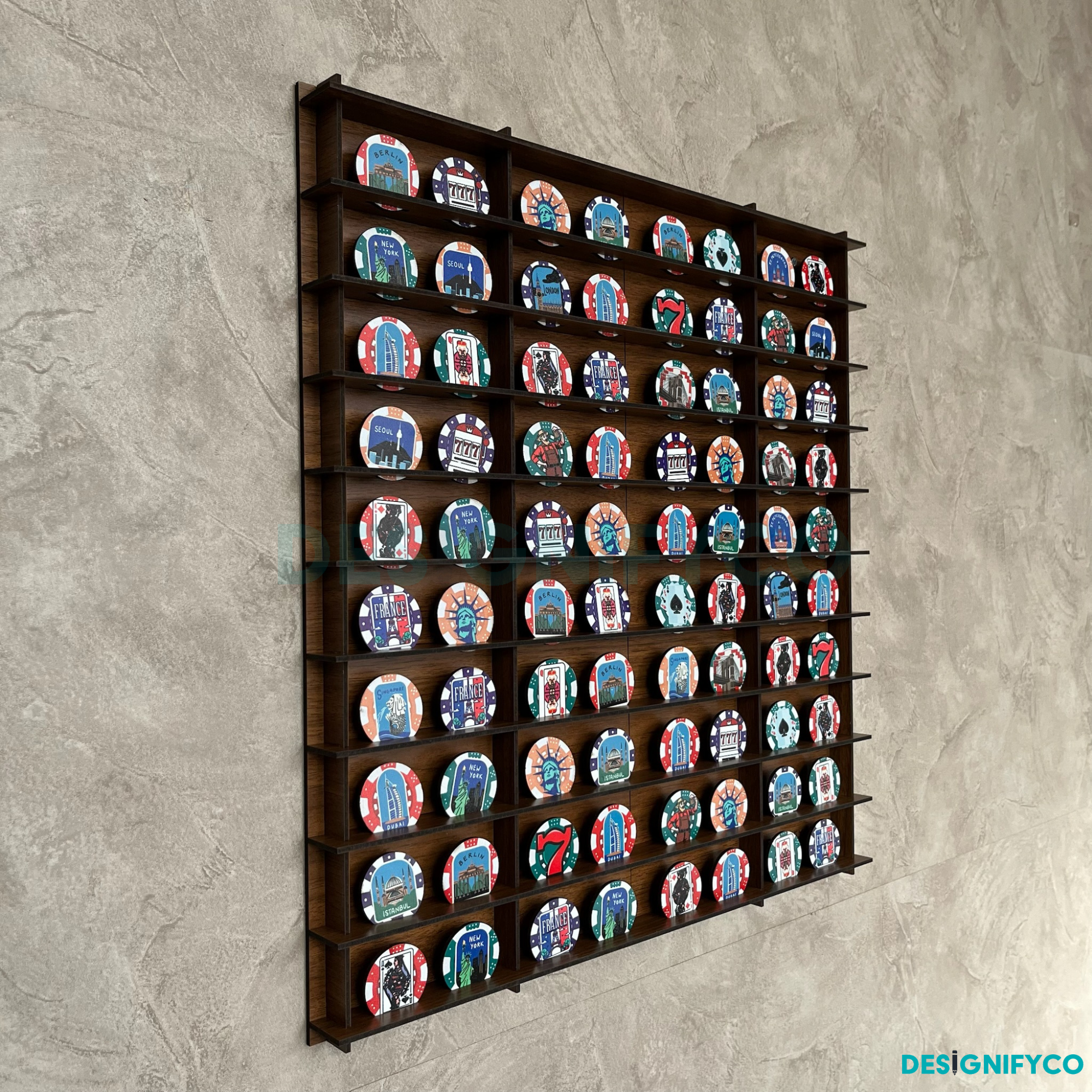 WALNUT Casino Chips 80 Display Case