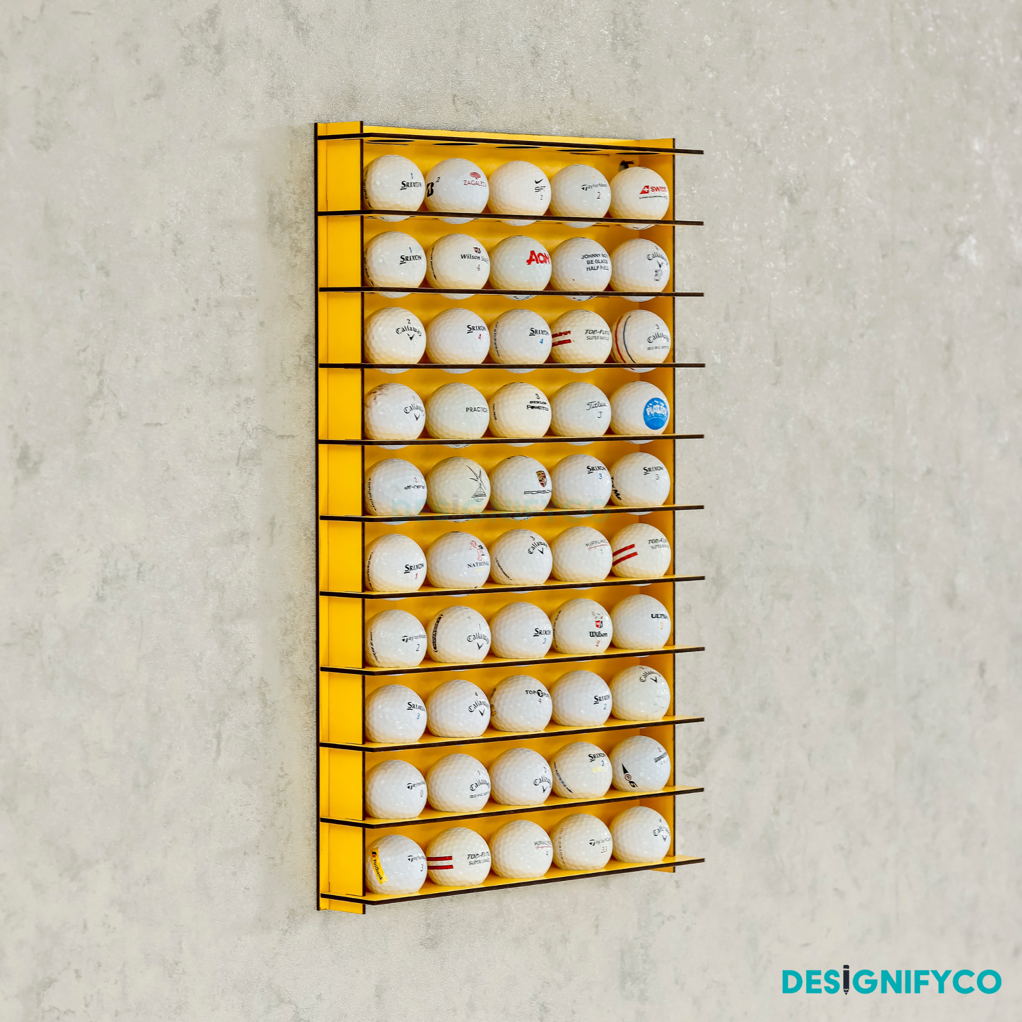 YELLOW Golf Ball Display For 50 Golf Ball