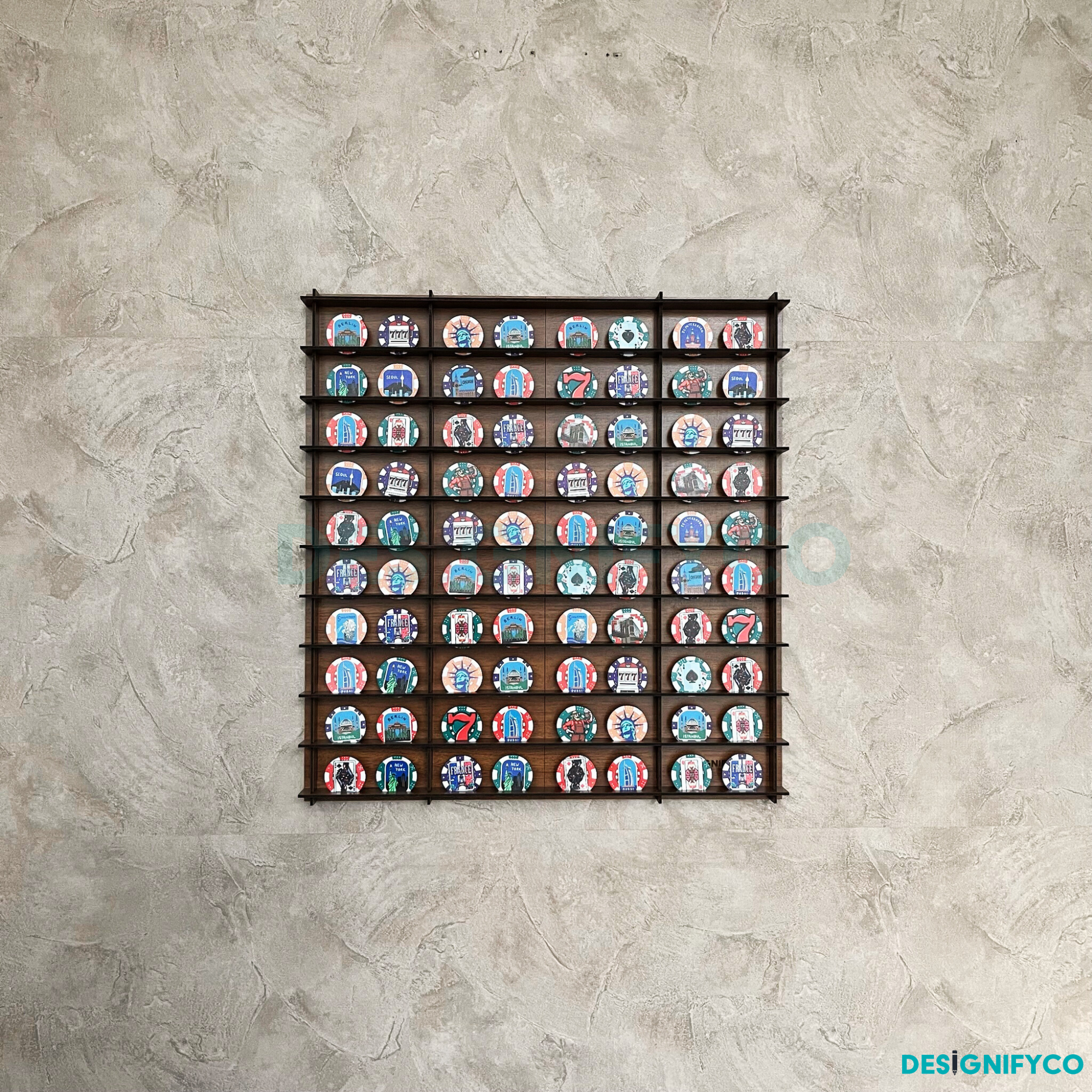 WALNUT Casino Chips 80 Display Case