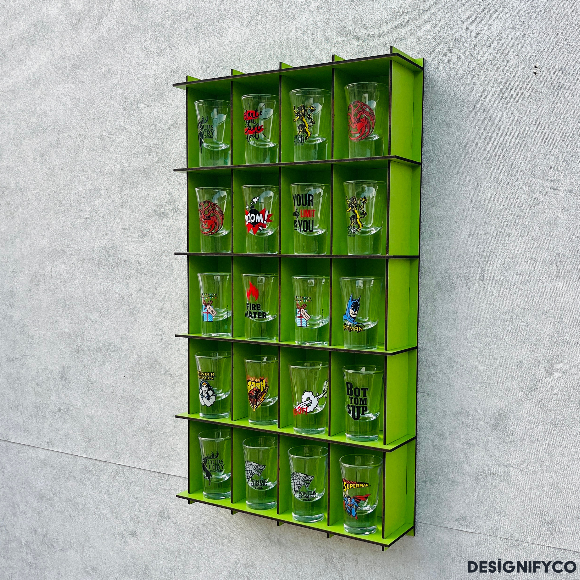 GREEN  Shot Glass Display Case