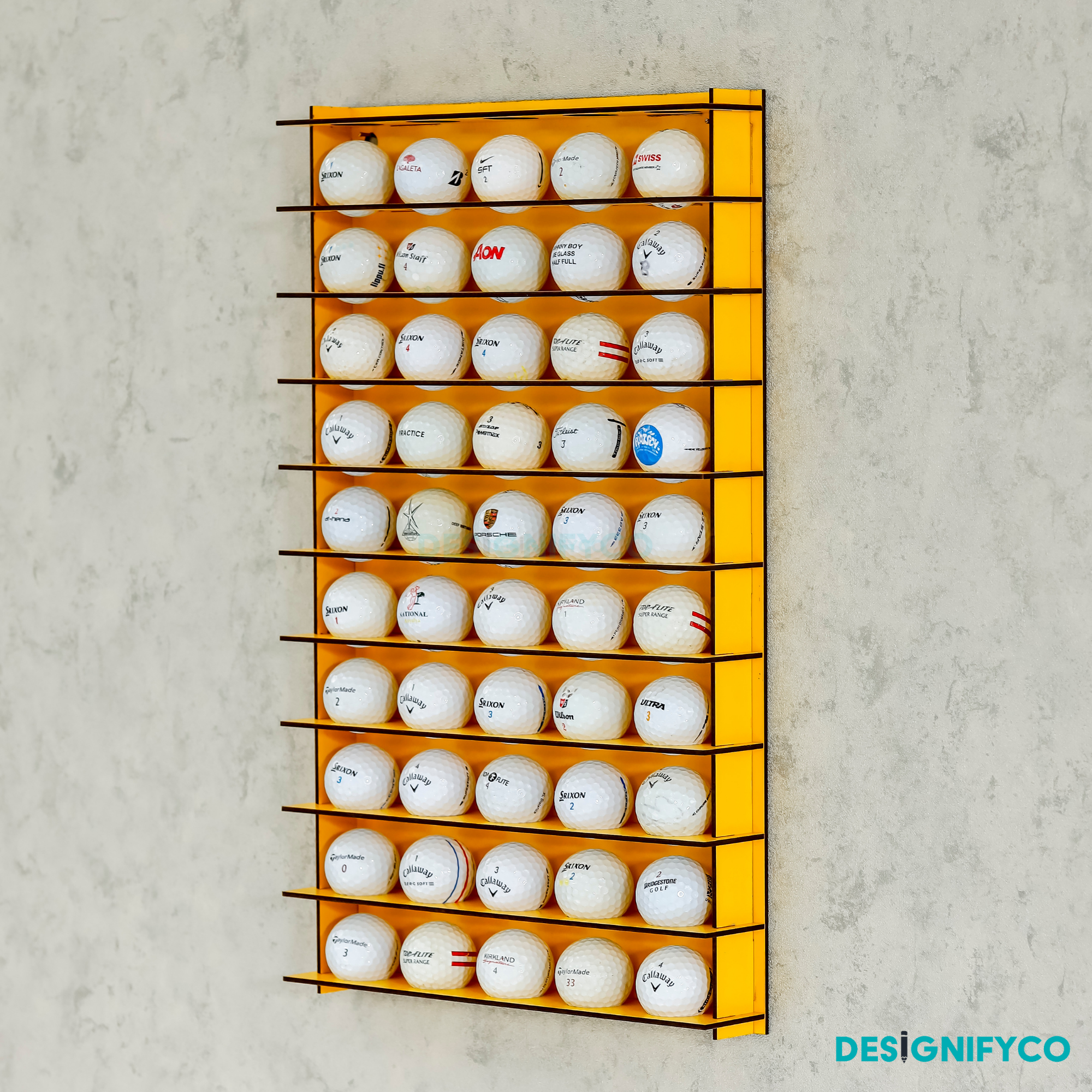 YELLOW Golf Ball Display For 50 Golf Ball