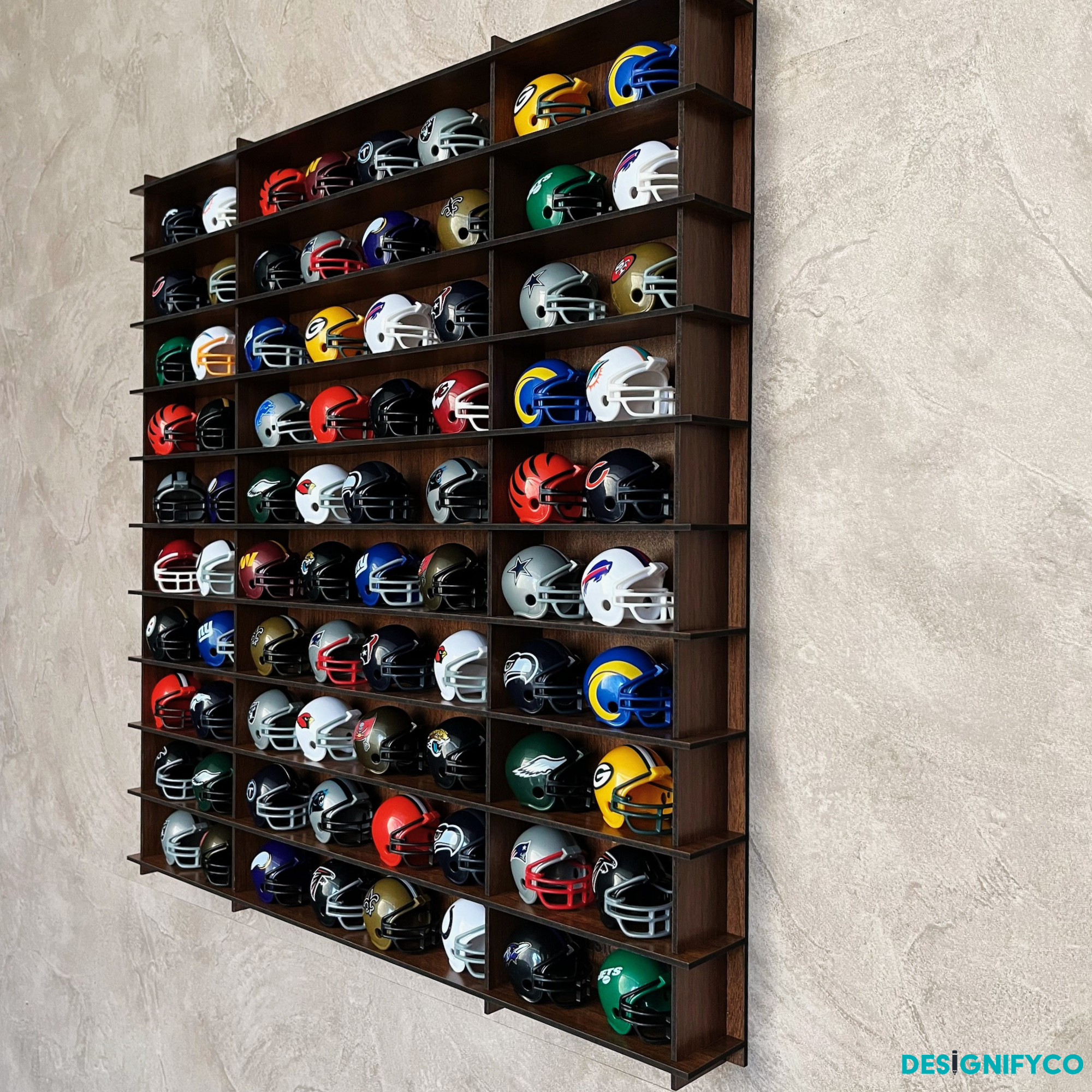 WALNUT NHL Mini Helmet 80 Display Case