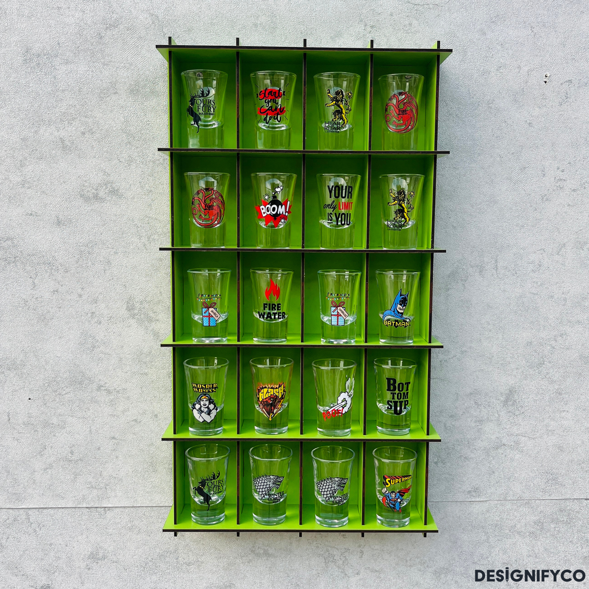 GREEN  Shot Glass Display Case